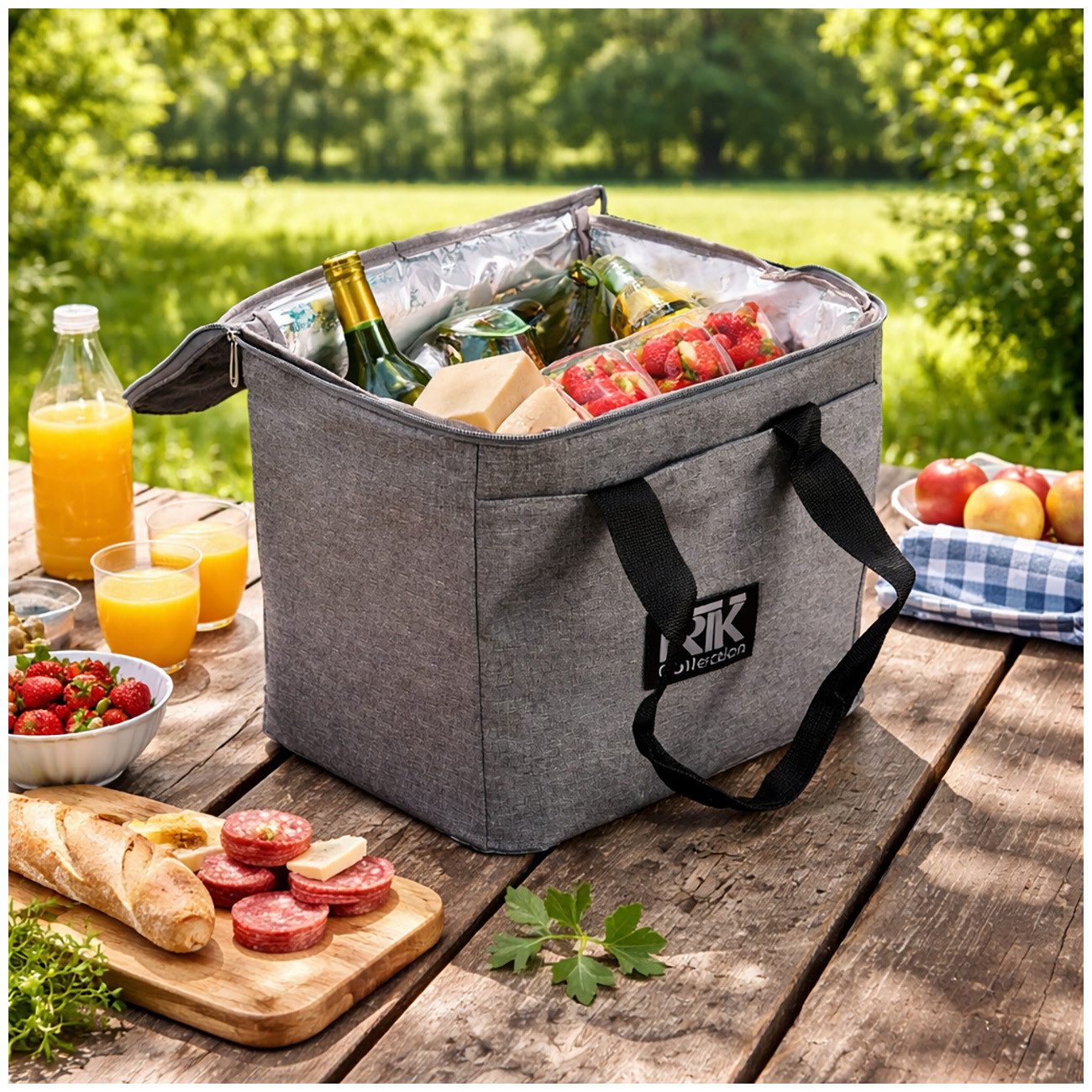 NTK-Collection Kühltasche Kühltasche Neria Grau, Isoliertasche Thermotasche Picknicktasche