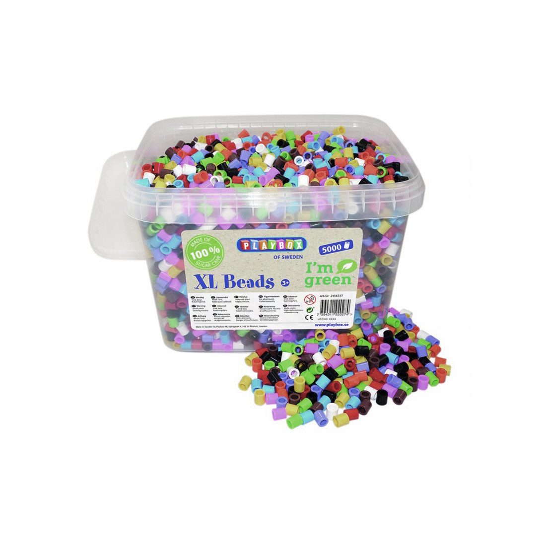 Playbox Bügelperlen Playbox Dose 5000 Stück Maxi Perlen bunt umweltfreundlich