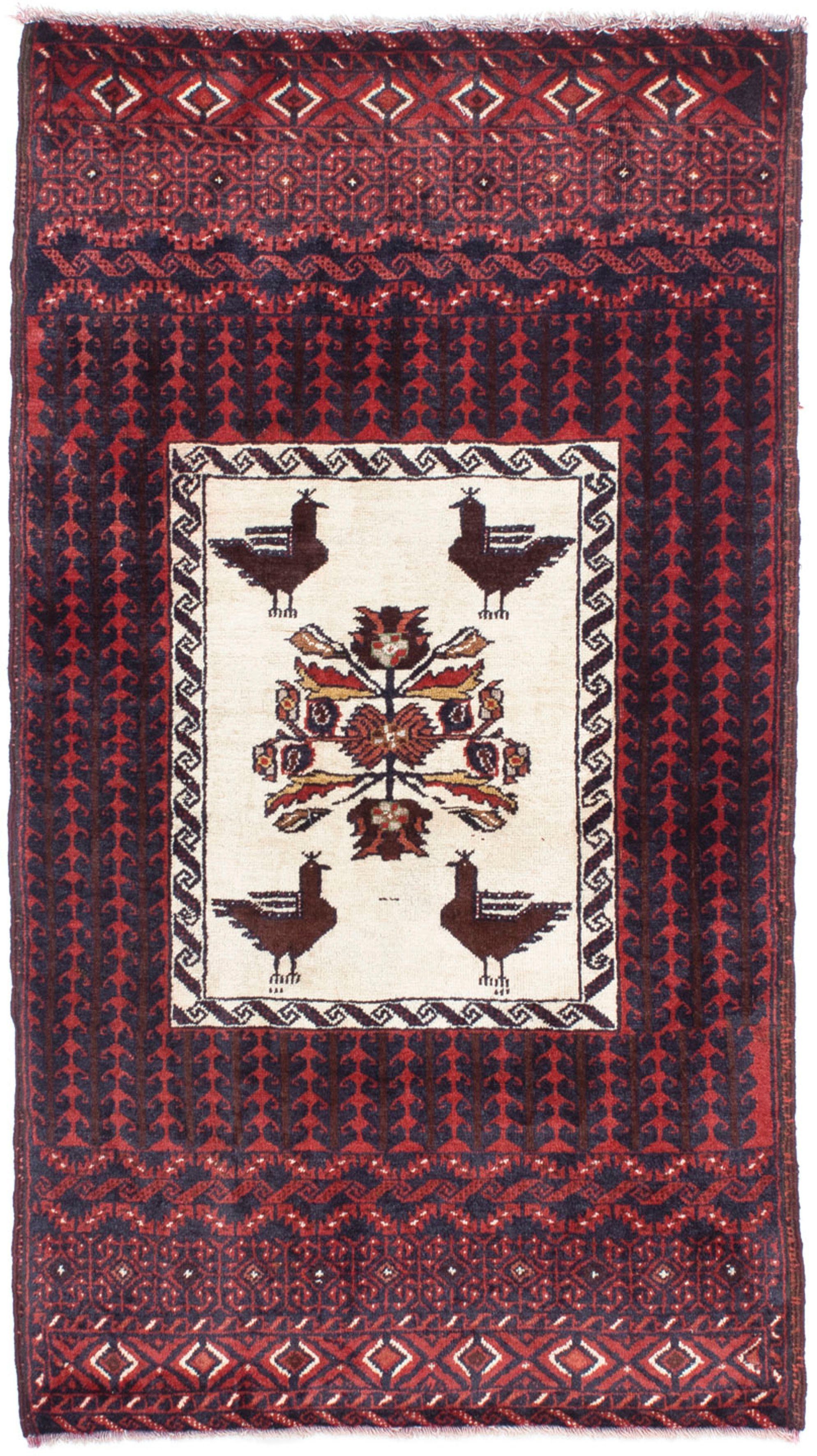 Orientteppich Belutsch 8 mm, Handgeknüpft, rechteckig, x Höhe: morgenland, 83 147 rot, Wohnzimmer, - mit Zertifikat - cm Einzelstück