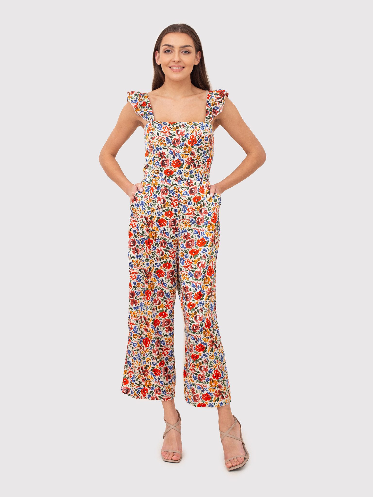 AX Paris Jumpsuit Overall mit Blumenrüsche