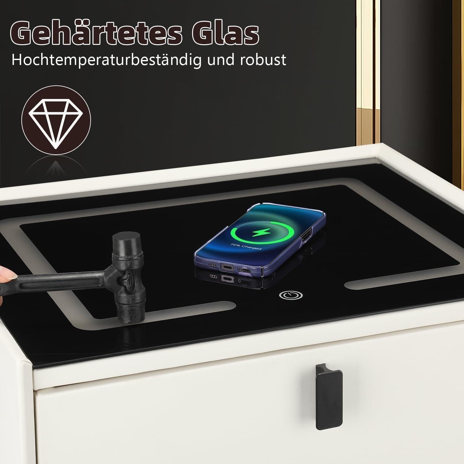 LuxusKollektion Nachttisch Weiß Smart Nachttisch kabelloses günstig online kaufen