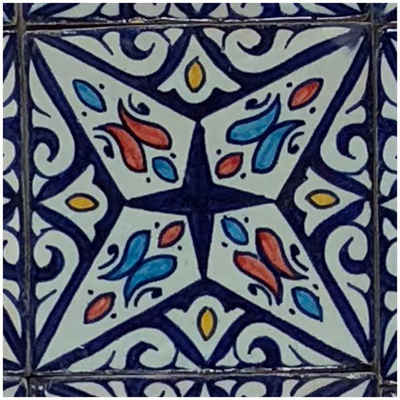 Casa Moro Wandfliese »Orientalische Keramikfliese Hanan 10x10 cm bunt handbemalte marokkanische Fliese Kunsthandwerk aus Marokko Wandfliese für schöne Küche Dusche Badezimmer, HBF8270«, Mehrfarbig
