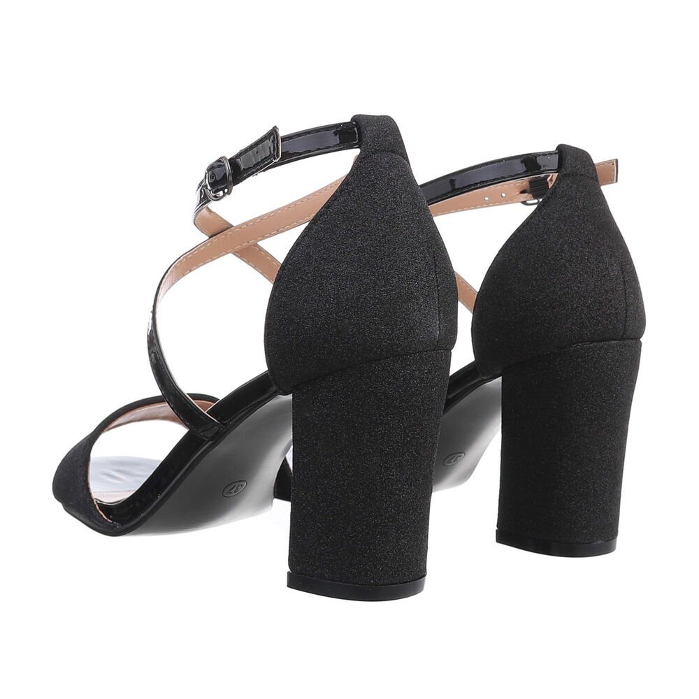 & Damen Abendschuhe Sandalette Clubwear Schwarz Sandaletten Ital-Design Party Sandalen & Blockabsatz in