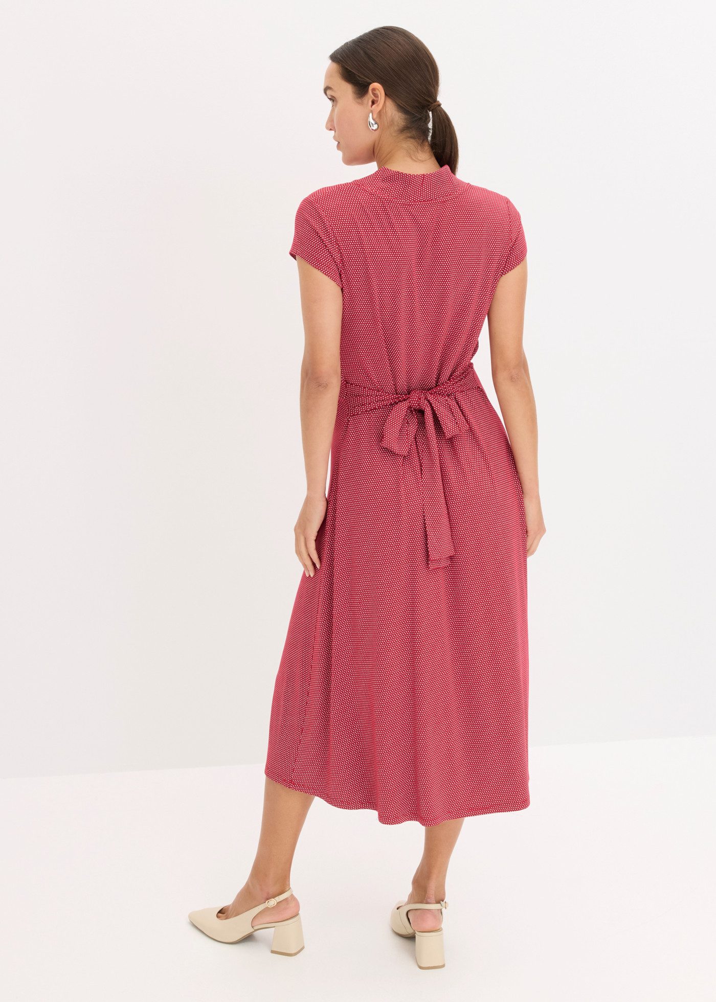 bonprix Midikleid aus Viskose und Elasthan, Wickeloptik mit Bindeband, Kurzarm-Design – Bild 2 von 5