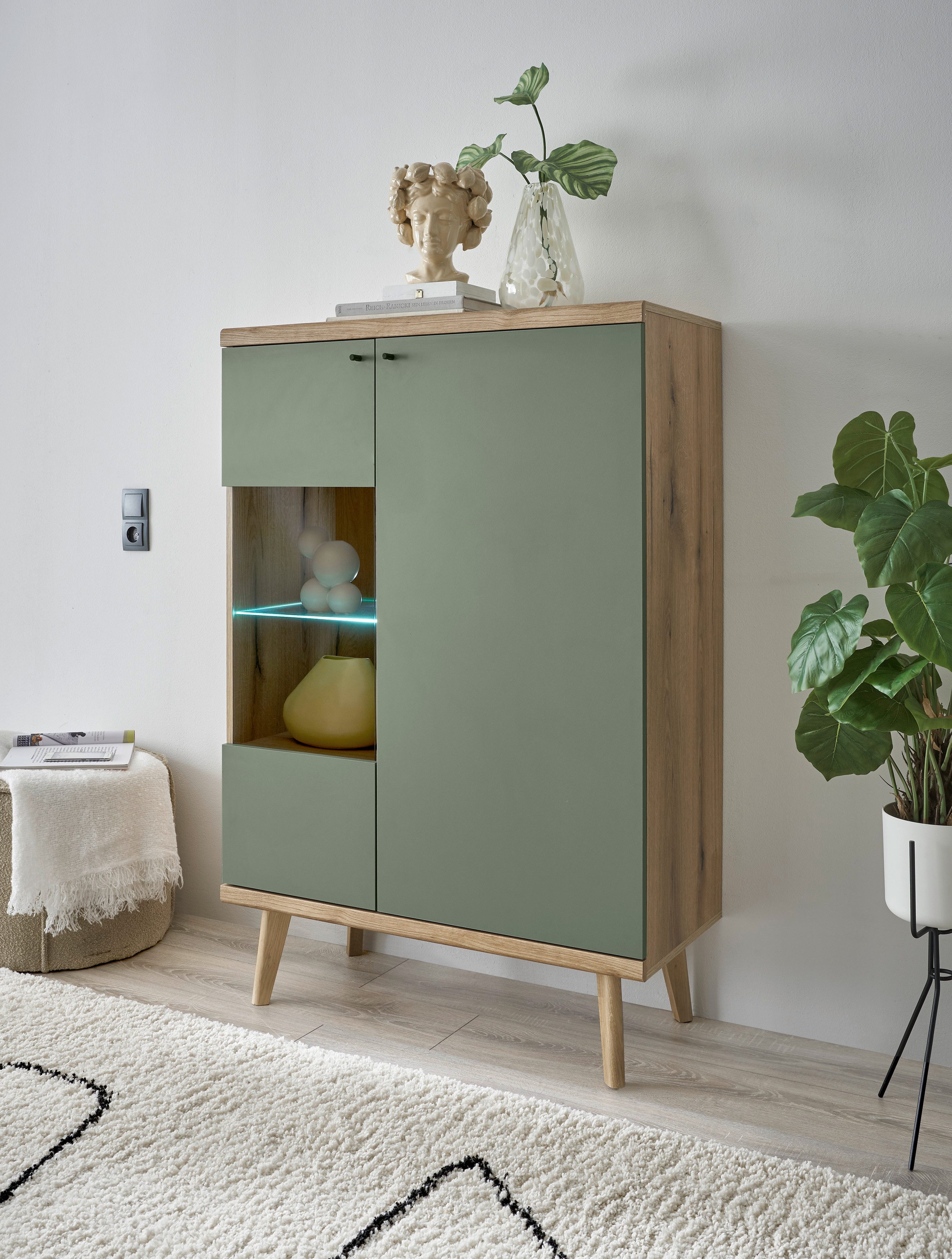 INOSIGN Vitrine MAVAS in moderner Trendfarbe, Giffe aus Metall (Schwarz), H günstig online kaufen