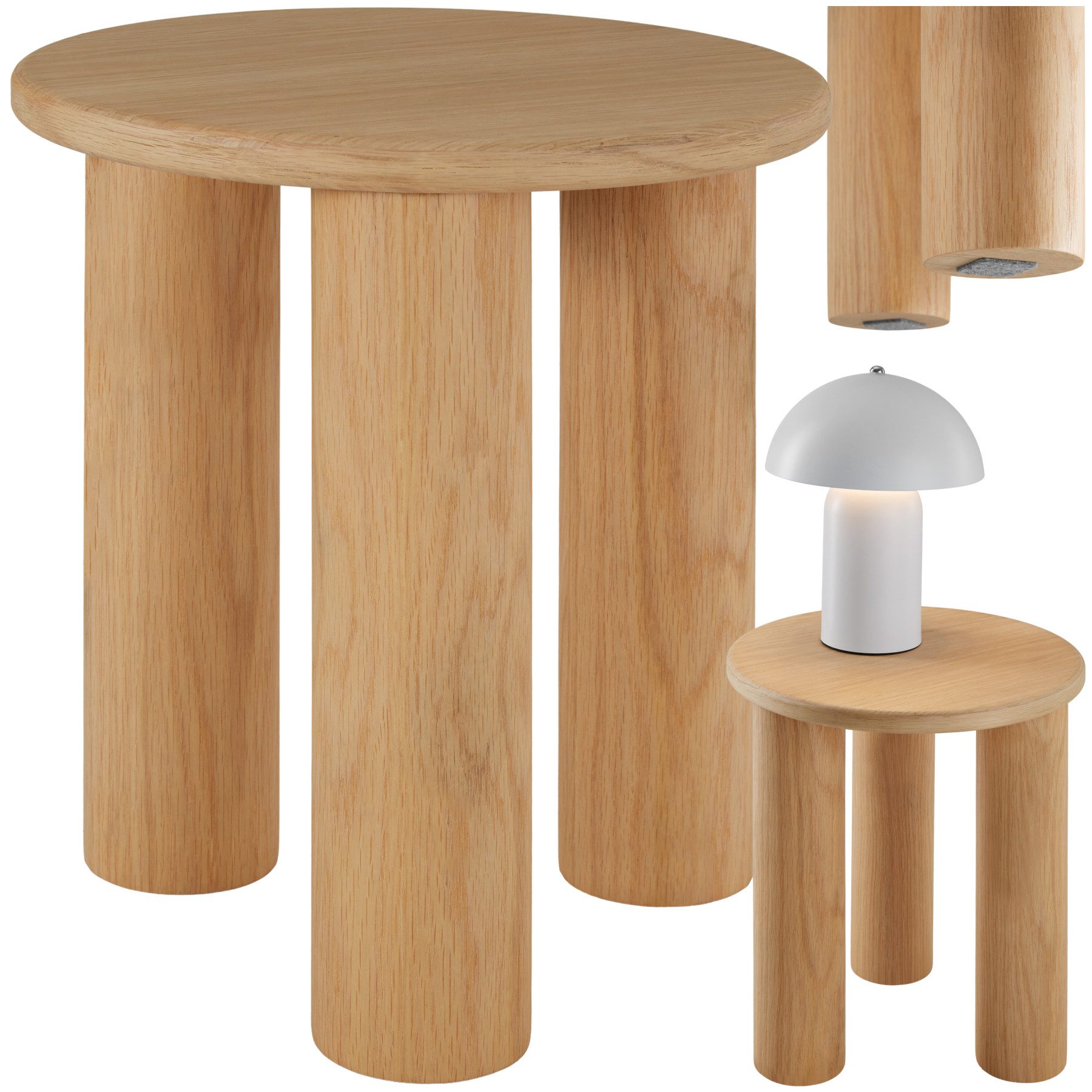 tectake Beistelltisch Couchtisch Sisi, rund, Beine aus Massivholz, pflegele günstig online kaufen