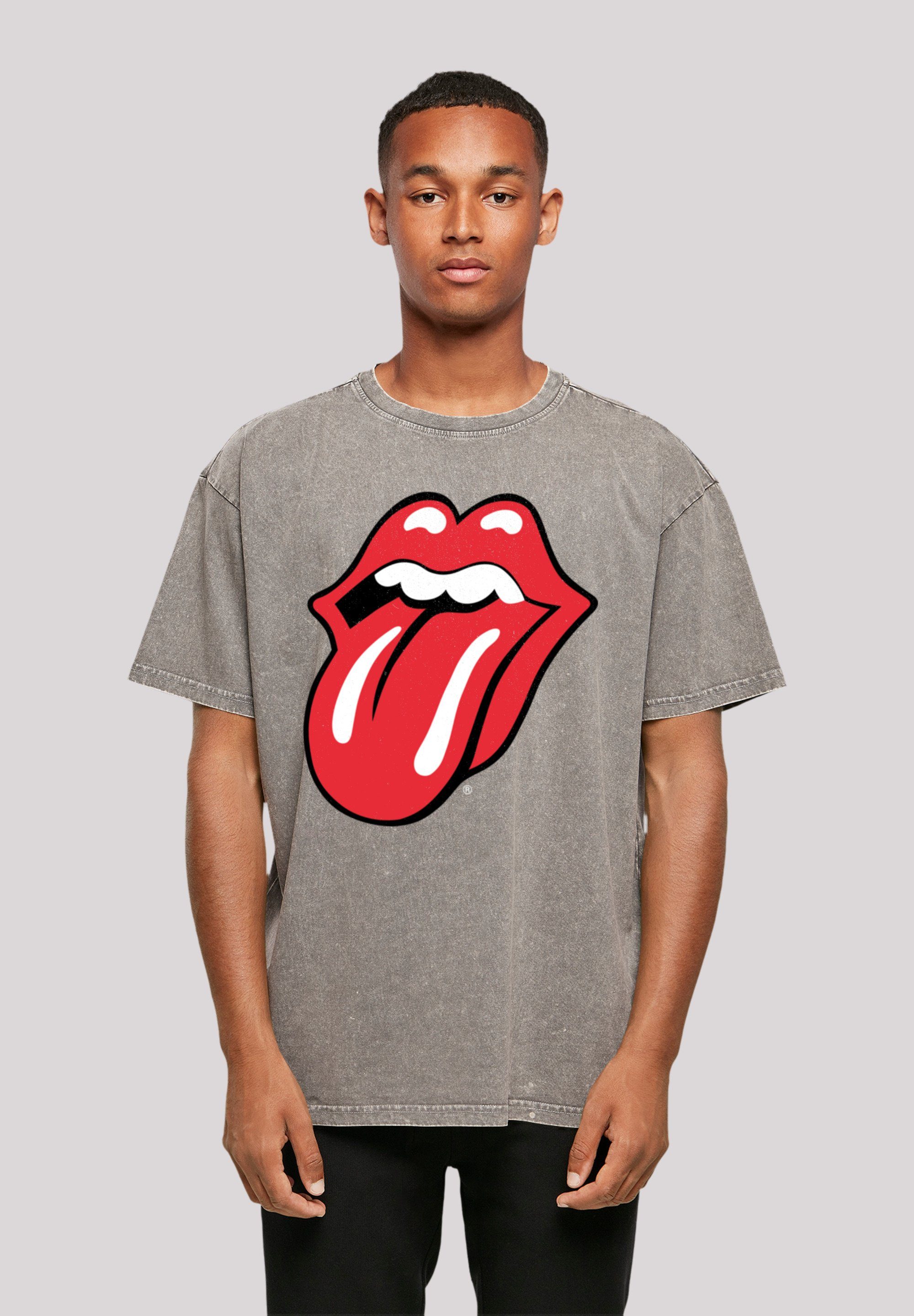 F4NT4STIC T-Shirt The Rolling Stones Classic Tongue Print Asphalt