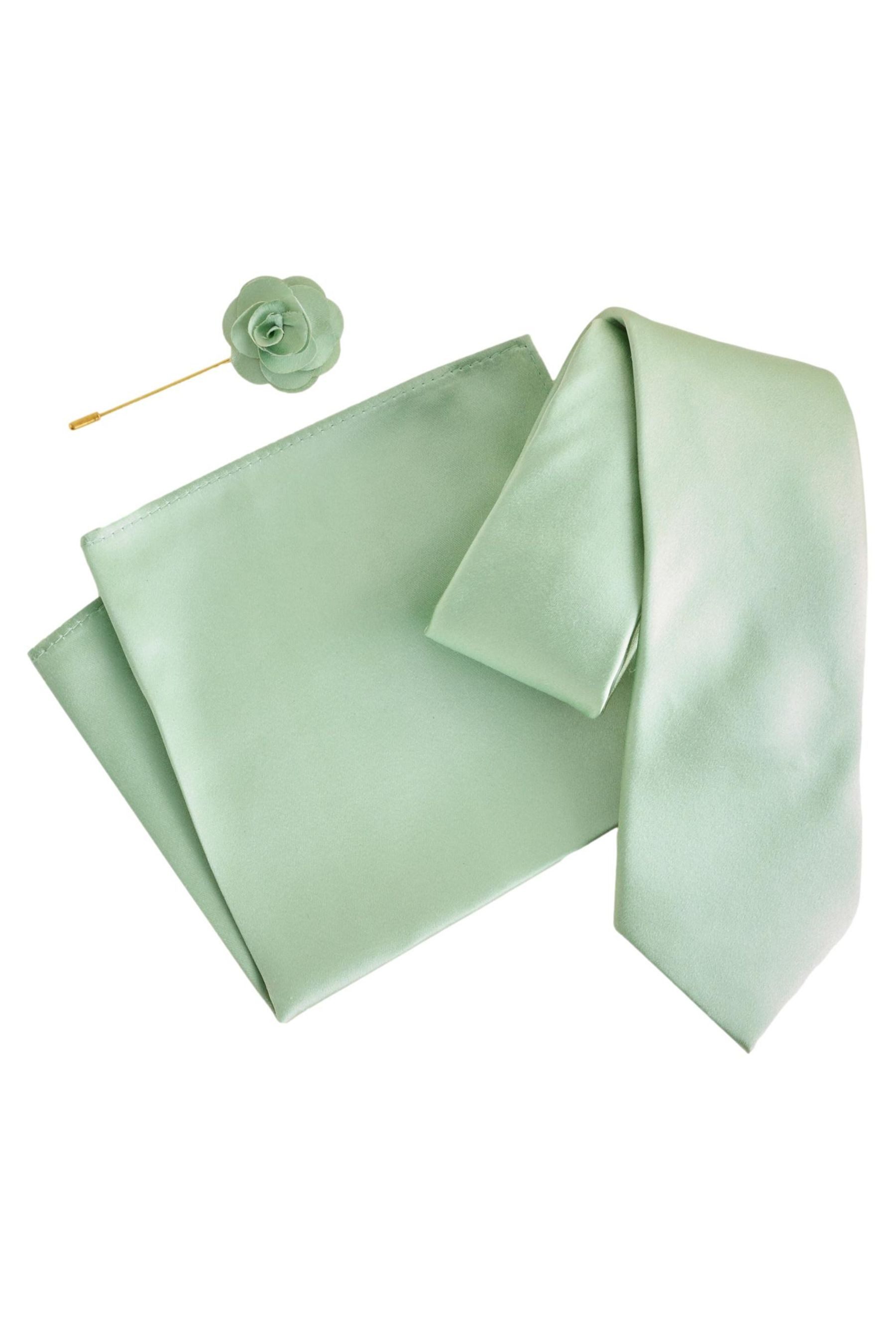 Next Krawatte Seidenkrawatte, Einstecktuch, Krawattennadel Set (3-St)
