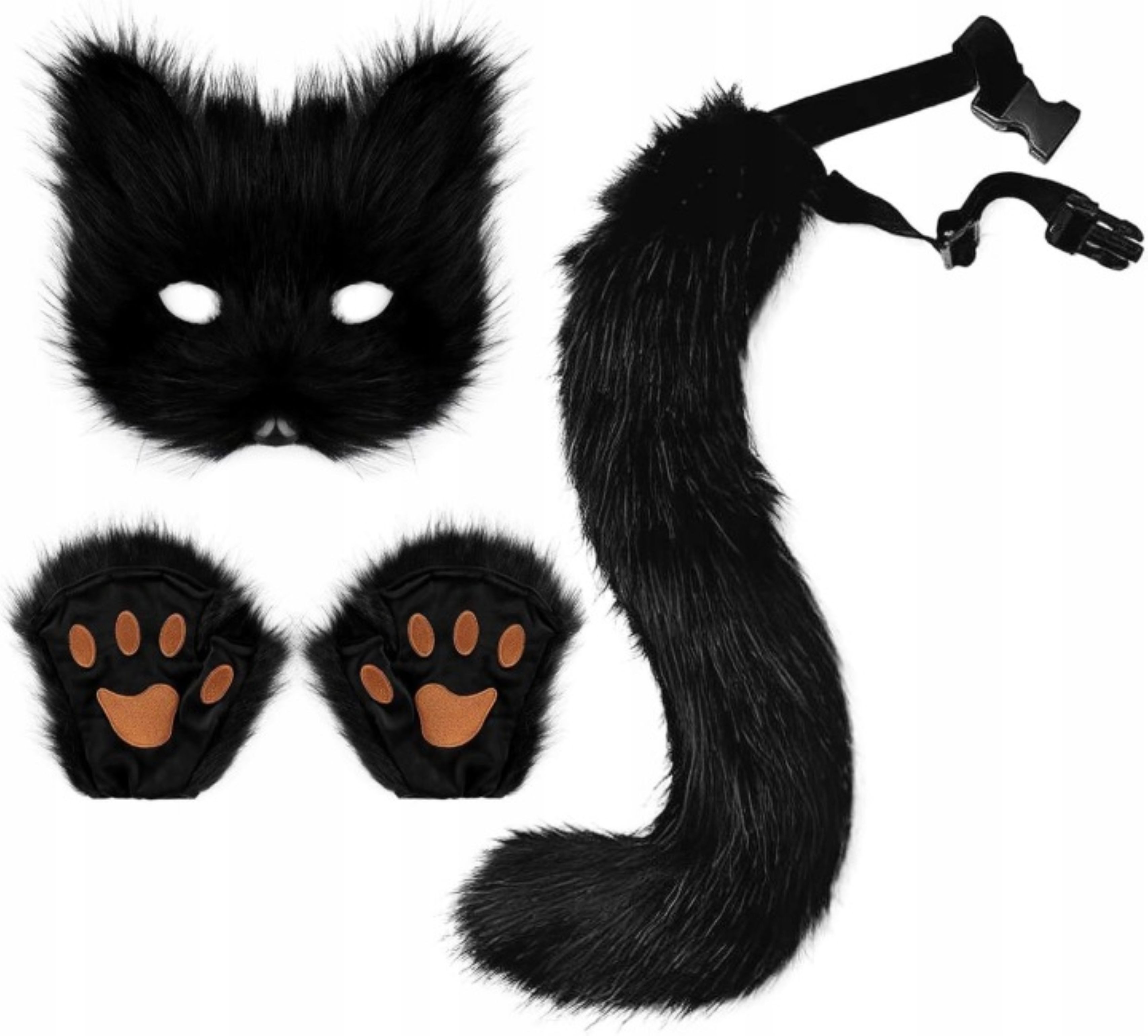 Festivalartikel Kostüm Fuchs Kostüm Set Maske Schwanz Handschuhe Halloween Karneval