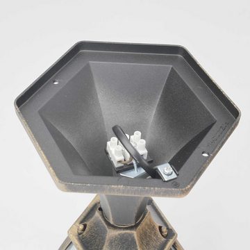 Licht-Erlebnisse Sockelleuchte TORONTO, ohne Leuchtmittel, Rustikale Außenleuchte stehend H:50cm E27 Aluminium