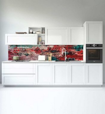 MyMaxxi Dekorationsfolie Küchenrückwand Gemälde türkis selbstklebend Spritzschutz Folie