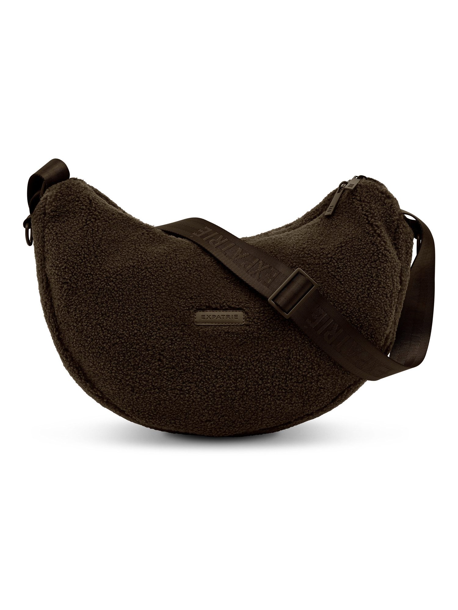 Expatrié Umhängetasche Leni Half Moon Bag, Halbmondtasche aus weichem Teddy Stoff