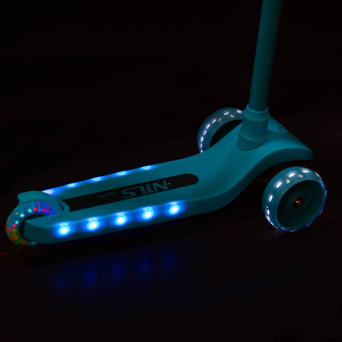 Bubble-Store Tretroller Dreiradroller Trittbrett und Räder mit Beleuchtung, Kinder Roller blau