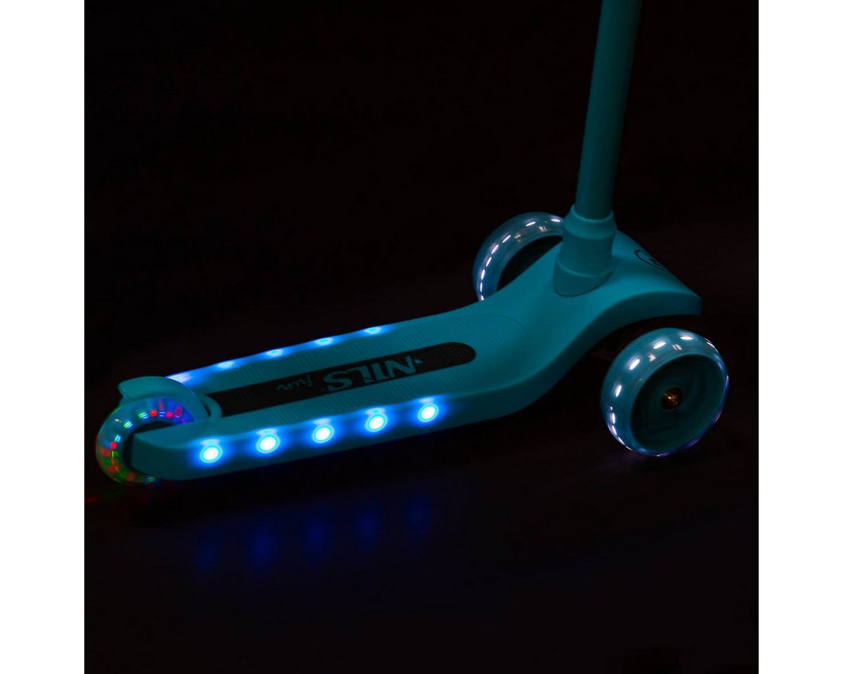 Thumbnail - Bubble-Store Tretroller Dreiradroller Trittbrett und Räder mit Beleuchtung, Kinder Roller blau