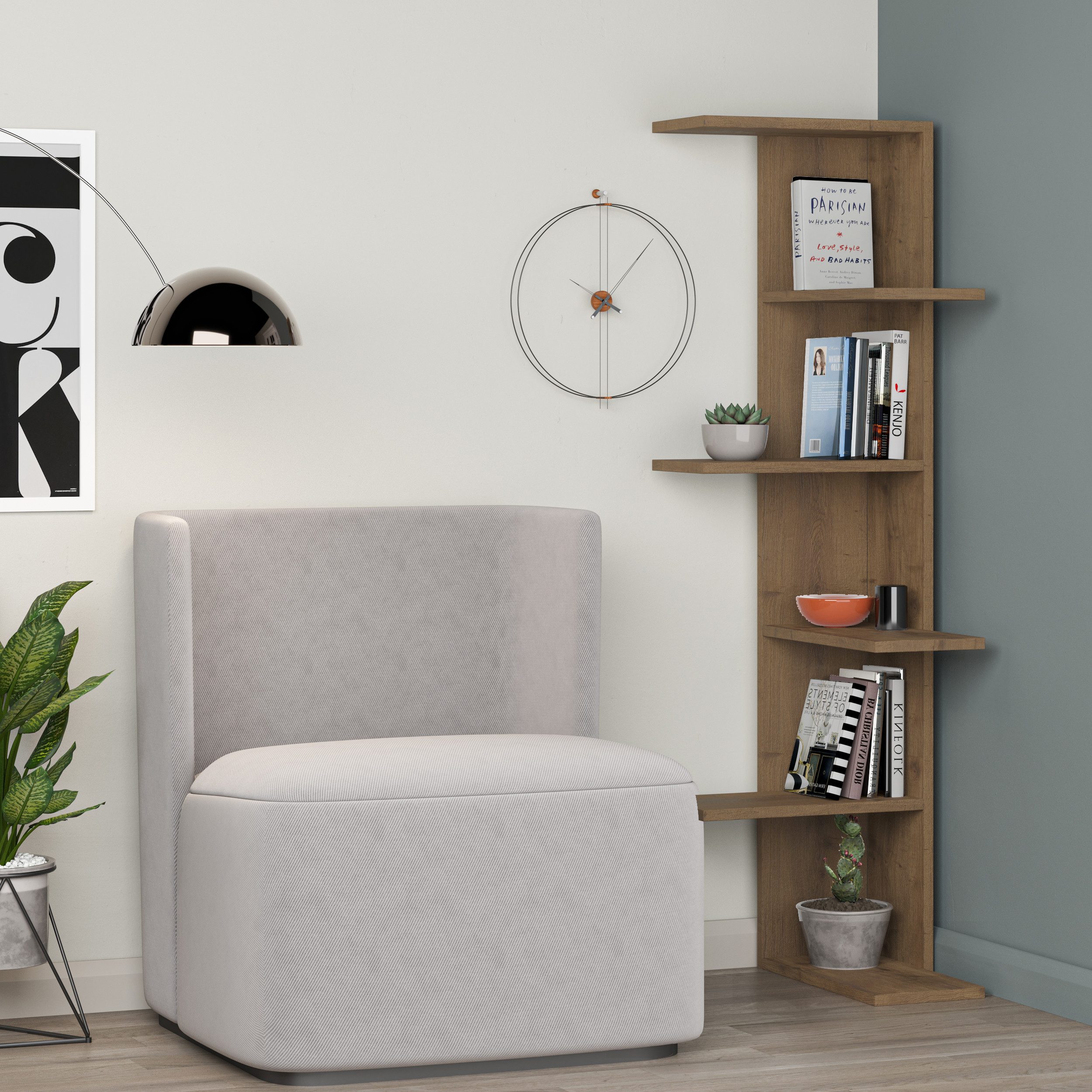 Decortie Bücherregal Saso, Modernes Eck-Bücherregal, 37 günstig online kaufen