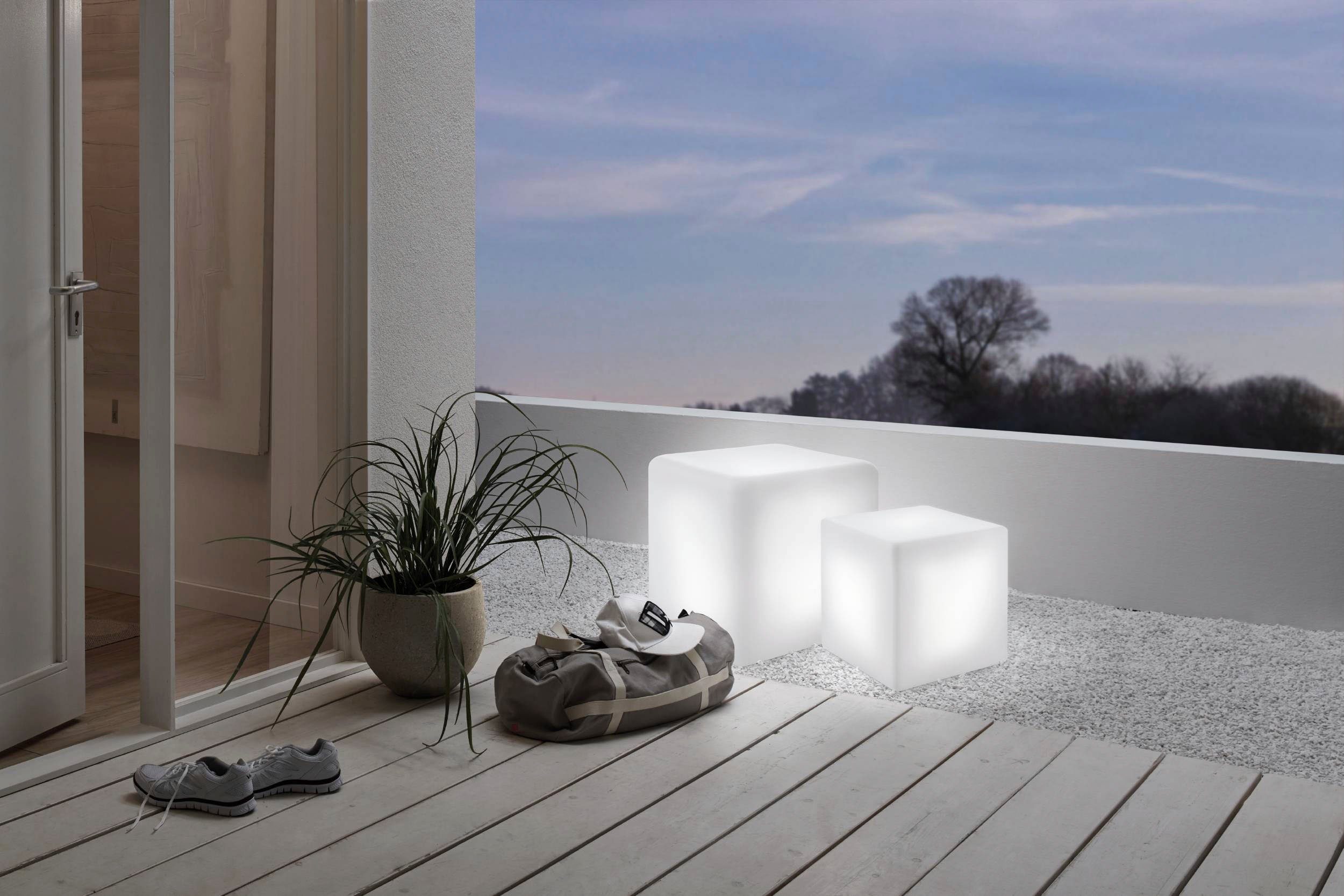 EGLO Stehlampe BOTTONA, Leuchtmittel wechselbar, ohne Leuchtmittel, Würfel  in weiß aus Kunststoff - exkl. E27 - 1X15W