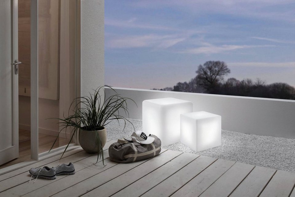 EGLO Stehlampe BOTTONA, Leuchtmittel wechselbar, ohne Leuchtmittel, Würfel  in weiß aus Kunststoff - exkl. E27 - 1X15W