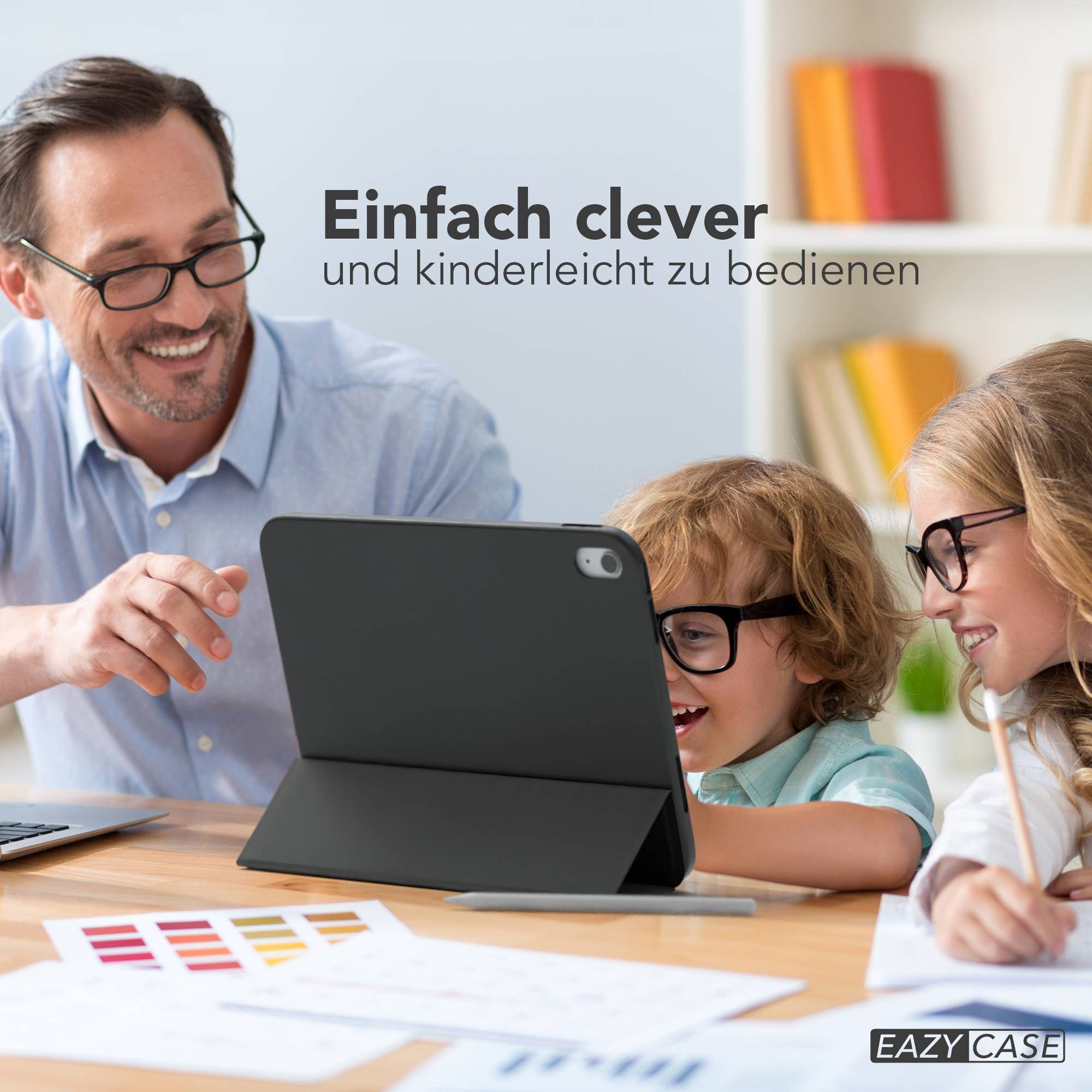 EAZY CASE Tablet-Hülle Penholder Smartcase für Apple iPad 10. Gen. (2022) 10,9 Zoll, Hülle Schutzhülle mit Sleep Wake Up Funktion Etui zum Klappen Schwarz