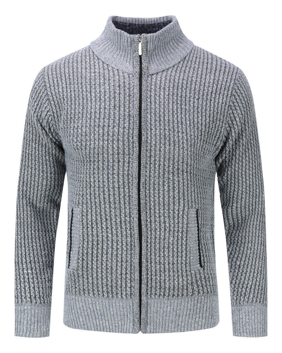 Allthemen Strickjacke mit Stehkragen Herren klassischer Cardigan