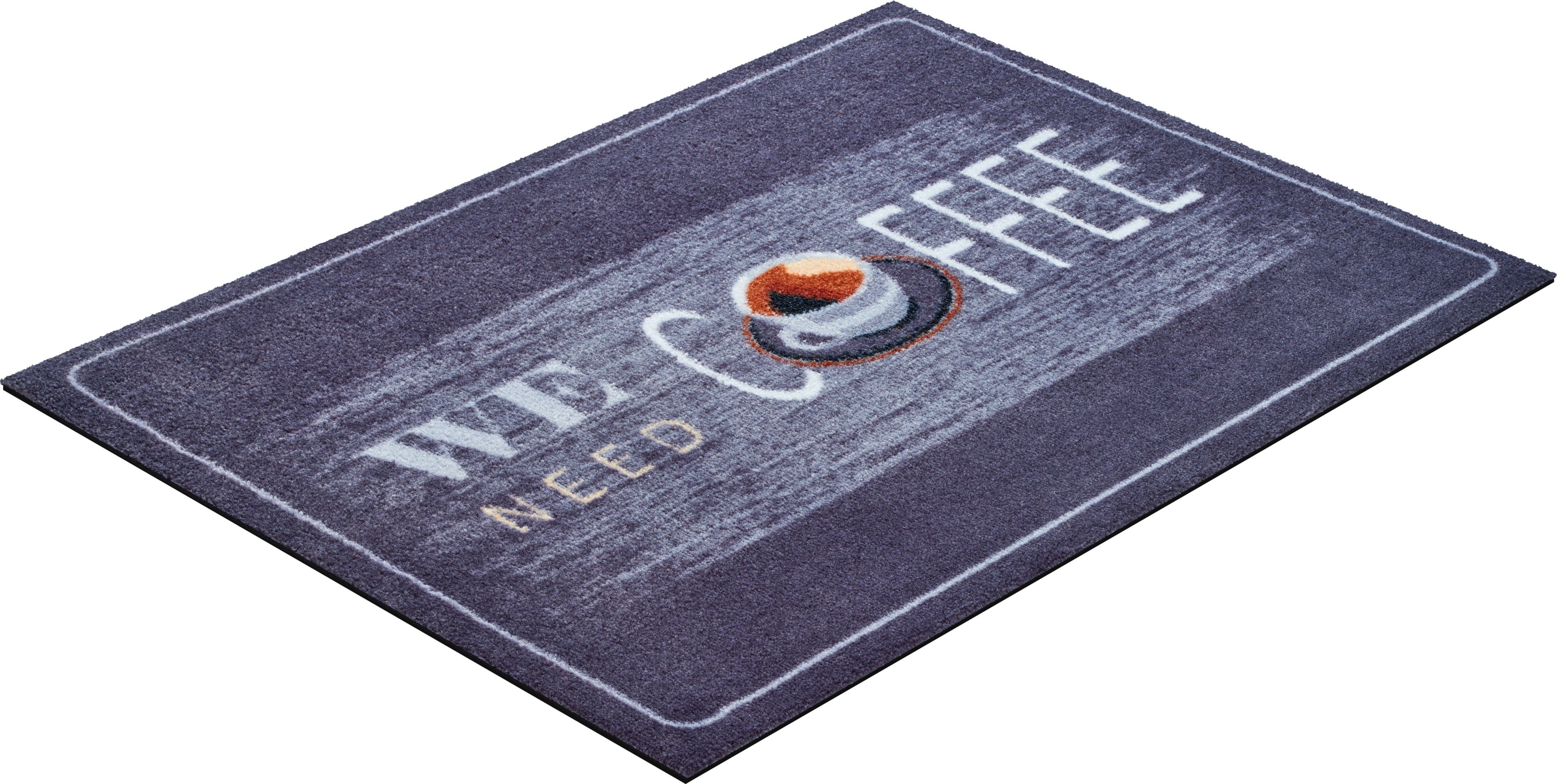 den Fußmatte mit waschbar, geeignet, In- Grund, Outdoor rechteckig, Höhe: Spruch, Schmutzfangmatte, mm, und 8 Coffee,