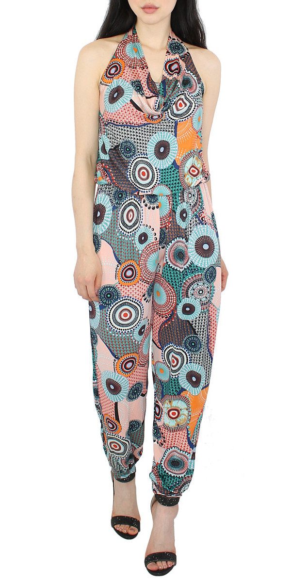 dy_mode Jumpsuit Damen Jumpsuit Bunter Overall Sommer Einteiler Neckholder Neckholder