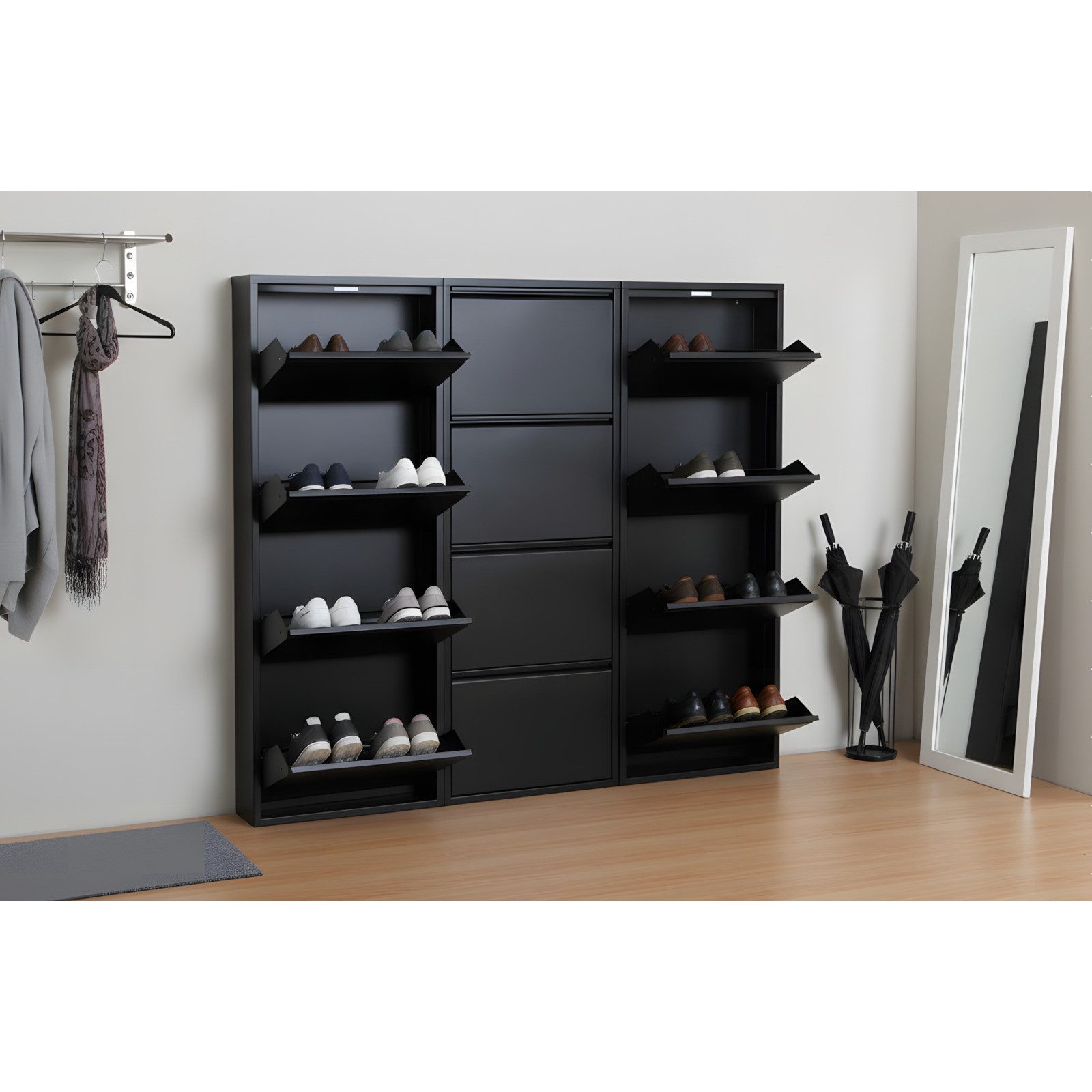 ebuy24 Schuhschrank Pisa Schuhschrank mit 12 Klappen/ Türen in Metall