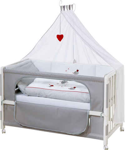 roba® Babybett Room bed - Dekor Adam und Eule, als Beistell-, Kinder- und Juniorbett verwendbar