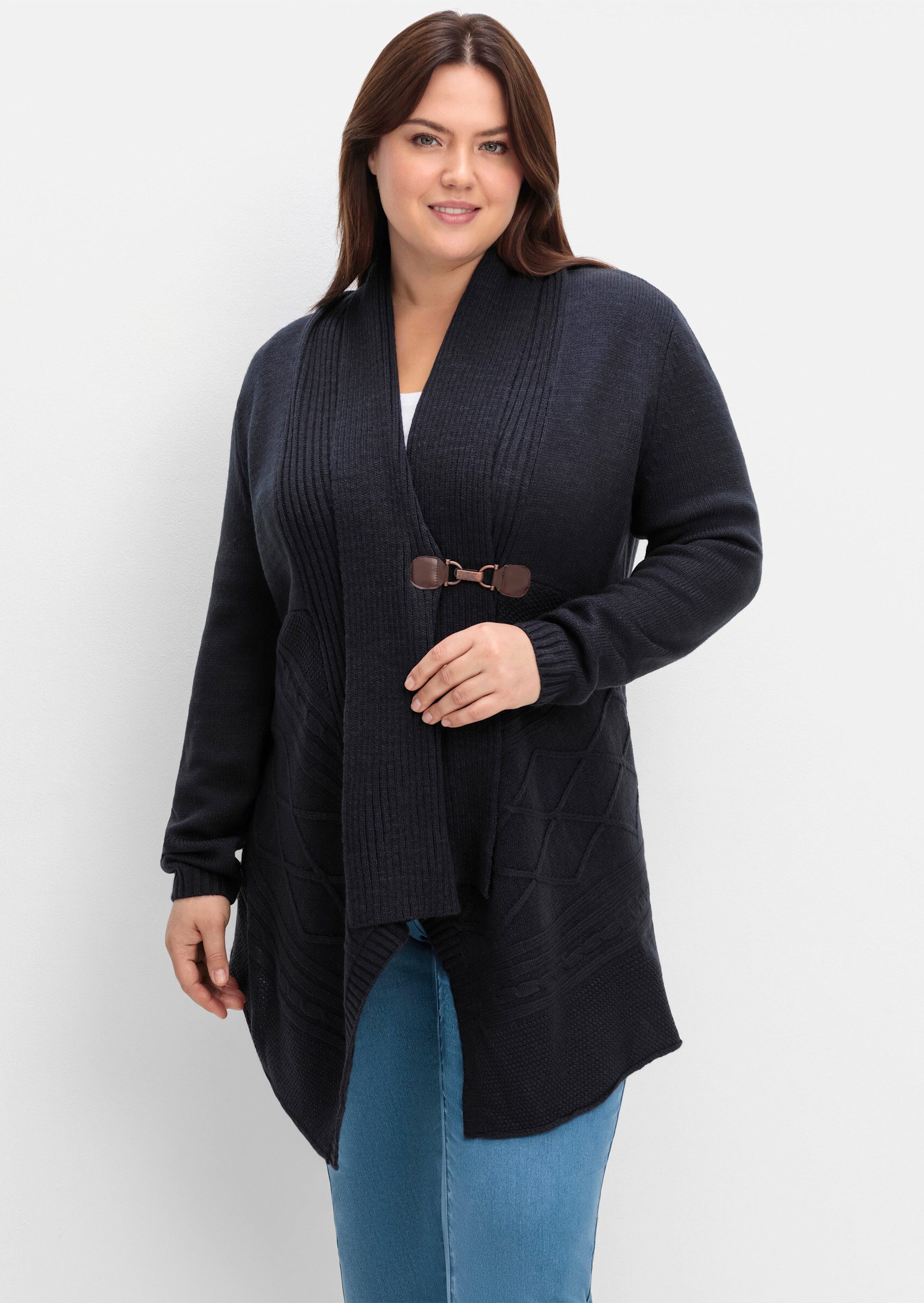 sheego by Joe Browns Strickjacke Longstrickjacke . mit Schalkragen und eleg günstig online kaufen