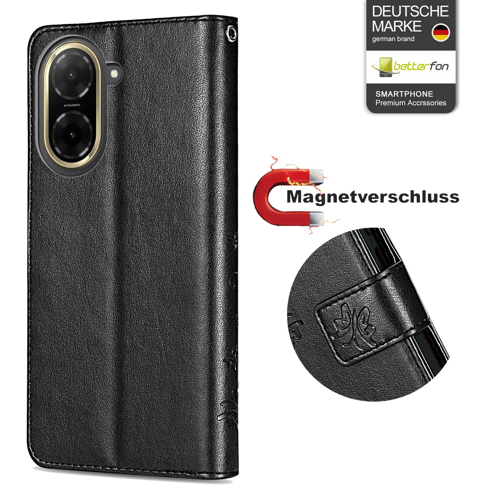 betterfon Handyhülle Handytasche für Xiaomi Redmi A5 Handyhülle Klapphülle, Bookstyle-Hülle: Magnetverschluss 3 Kartenfächer & Standfunktion