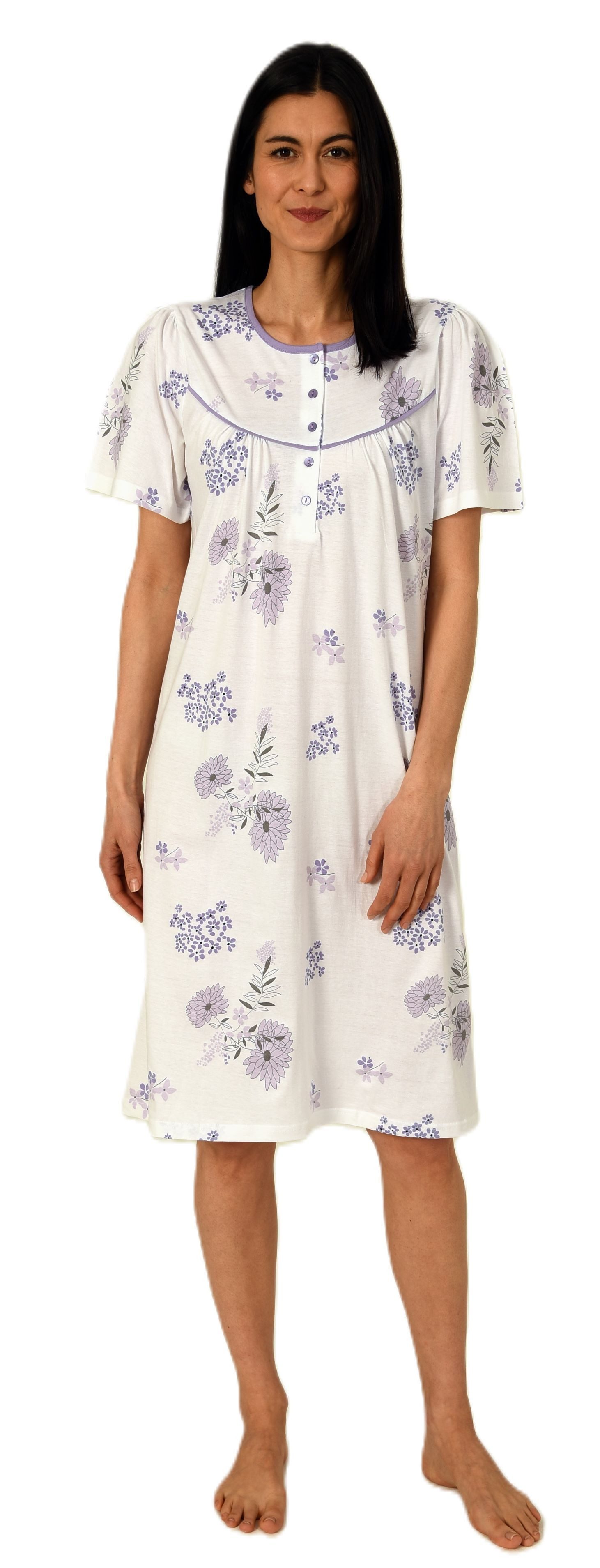 Normann Nachthemd Damen kurzarm Nachthemd im klassischen fraulichen Design