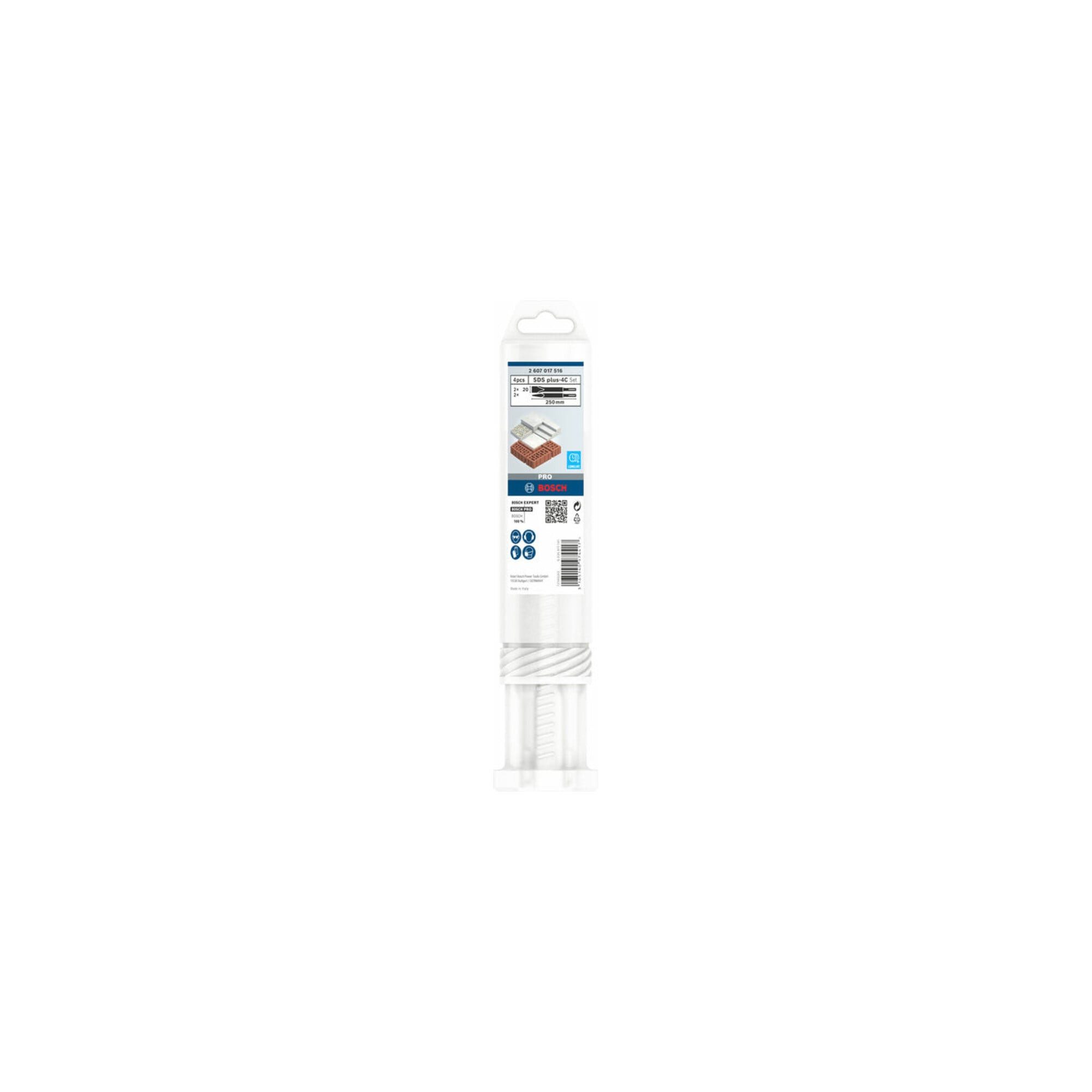 Bosch Professional Meißel-Set Bosch 4-teiliges Meißelset mit SDS plus Aufnahme, 2x Spitzmeißel + 2x