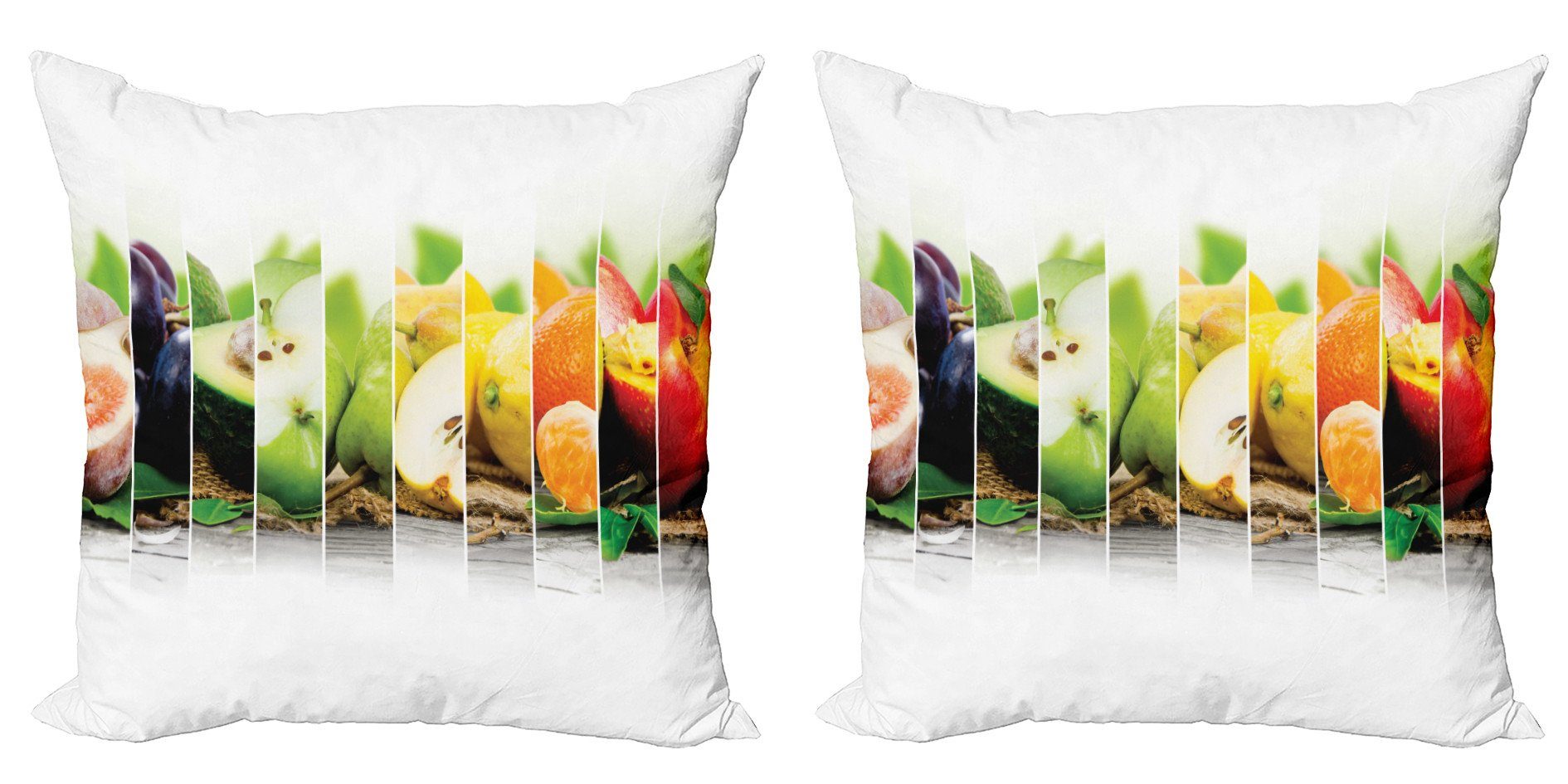 Kissenbezüge Modern Accent Doppelseitiger Digitaldruck, Abakuhaus (2 Stück), Collage Bunte saftige Frische Früchte