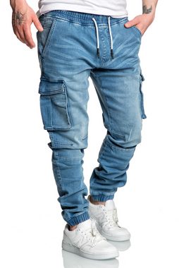 Amaci&Sons Cargojeans ALSIP Sweathose im Denim Look Herren Sweathose in Stretch Denim Jeans