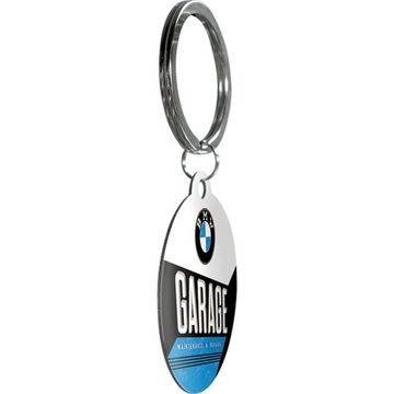 Nostalgic-Art Schlüsselanhänger mit Gravur Edelstahl Schlüsselanhänger Ø 4cm - BMW Garage
