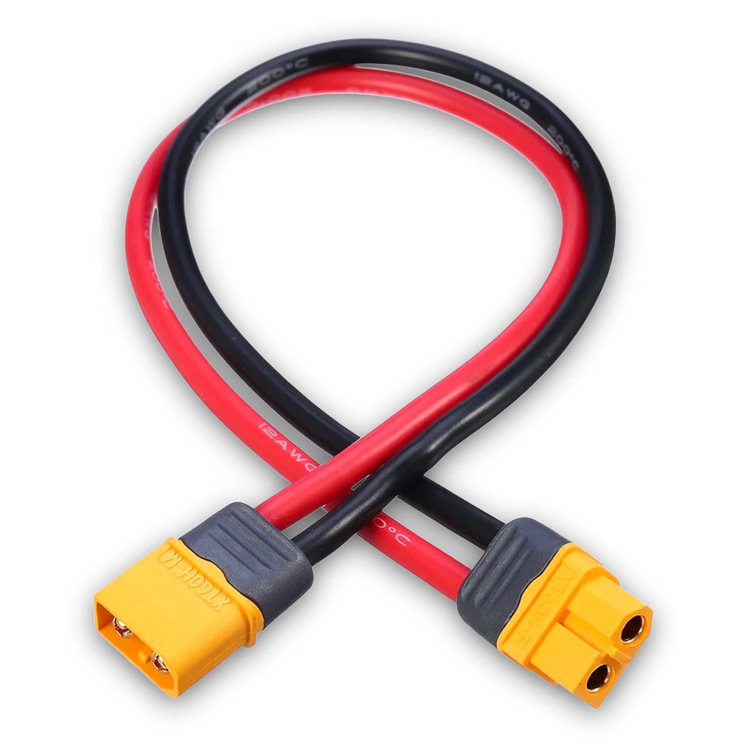 Bolwins C72 XT60H Buchse zu Stecker Strom Verlängerungskabel Adapterkabel 30cm Stromkabel, XT60 Stecker (männlich), XT60 Buchse (weiblich) (30 cm), Hochflexibles Silikonkabel, verlustarme XT60 Kontakte