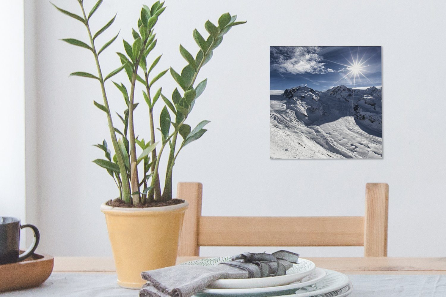 vom den für Gornergrat Bilder den auf Aletschgletscher, Alpen OneMillionCanvasses® (1 Blick Leinwandbild Schlafzimmer Leinwand in St), Wohnzimmer Schweizer