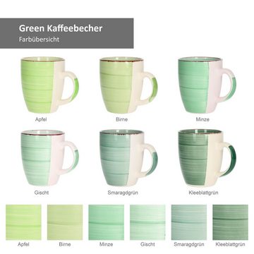 MamboCat Becher 6er Set Kaffeebecher Green, Steingut