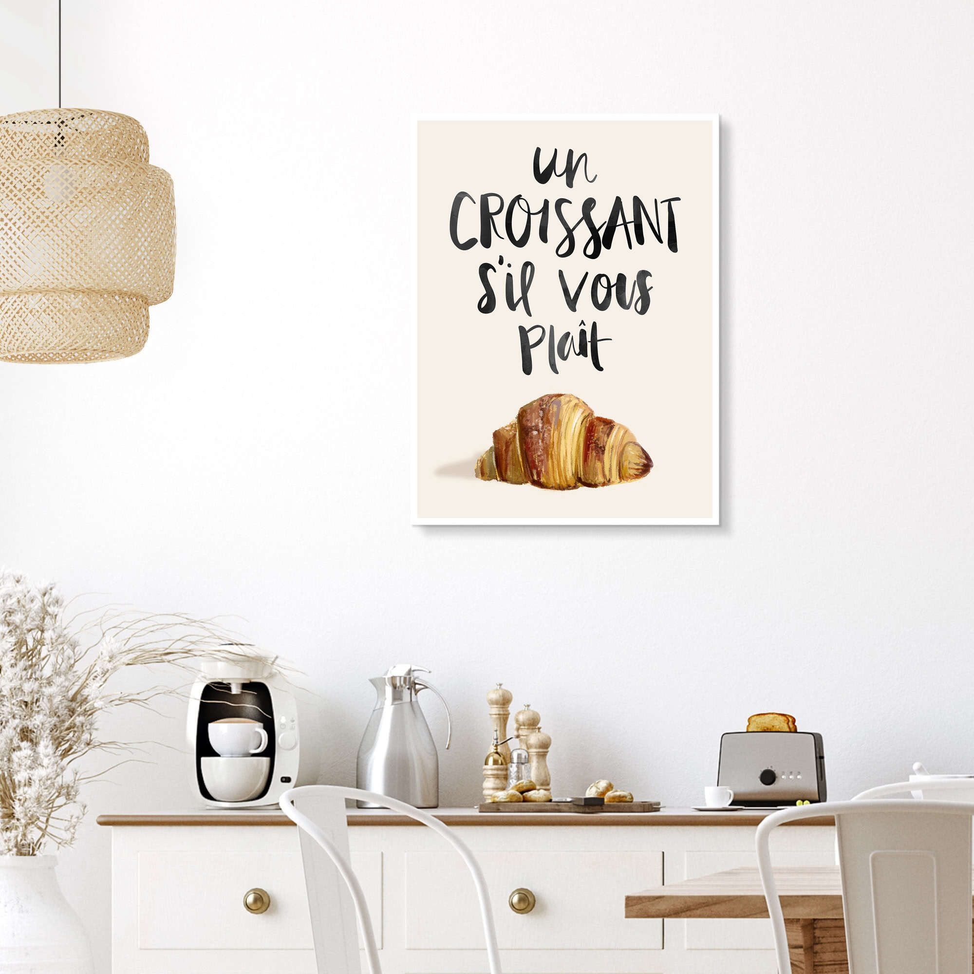 Posterlounge Acrylglasbild Homme Sur La Lune, Croissant, Küche Illustration