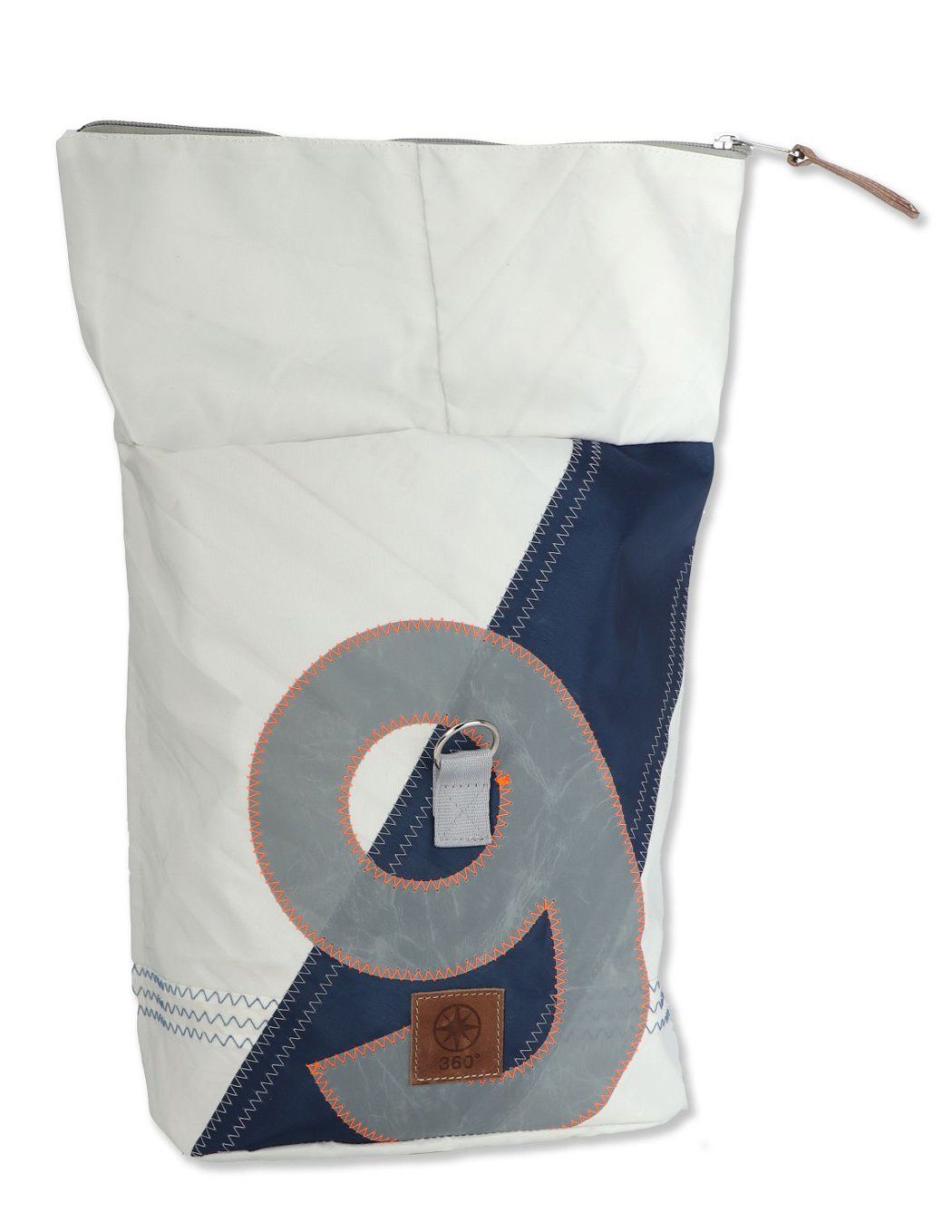 360Grad Rucksack Rucksack Möwe recyceltes Segeltuch Weiß Blau Grau