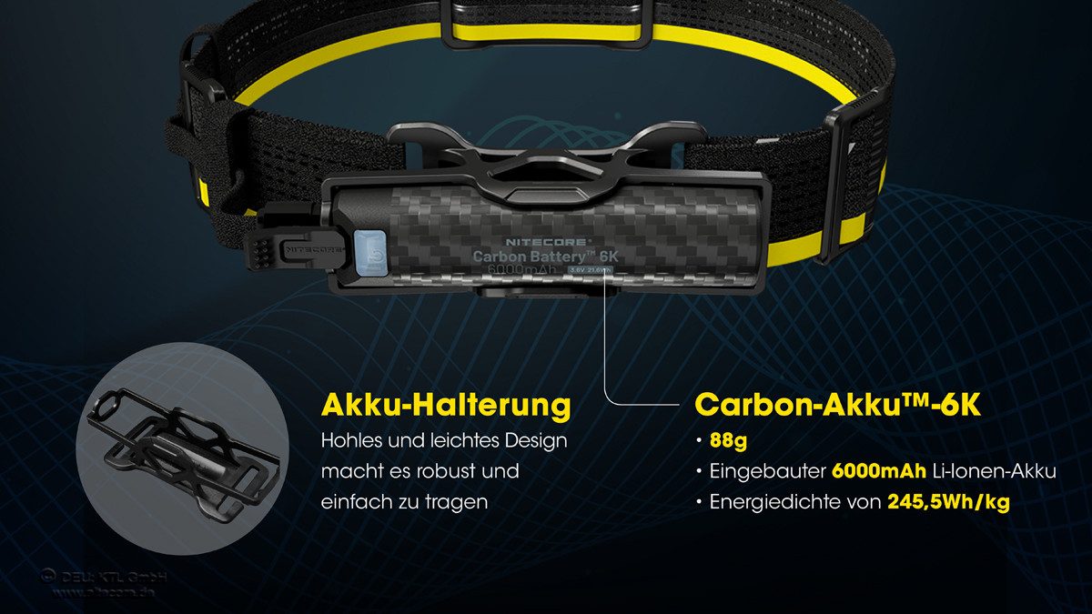 Nitecore LED Stirnlampe Carbon Battery™ 6K Extension Kit für Kopflampen (1-St)