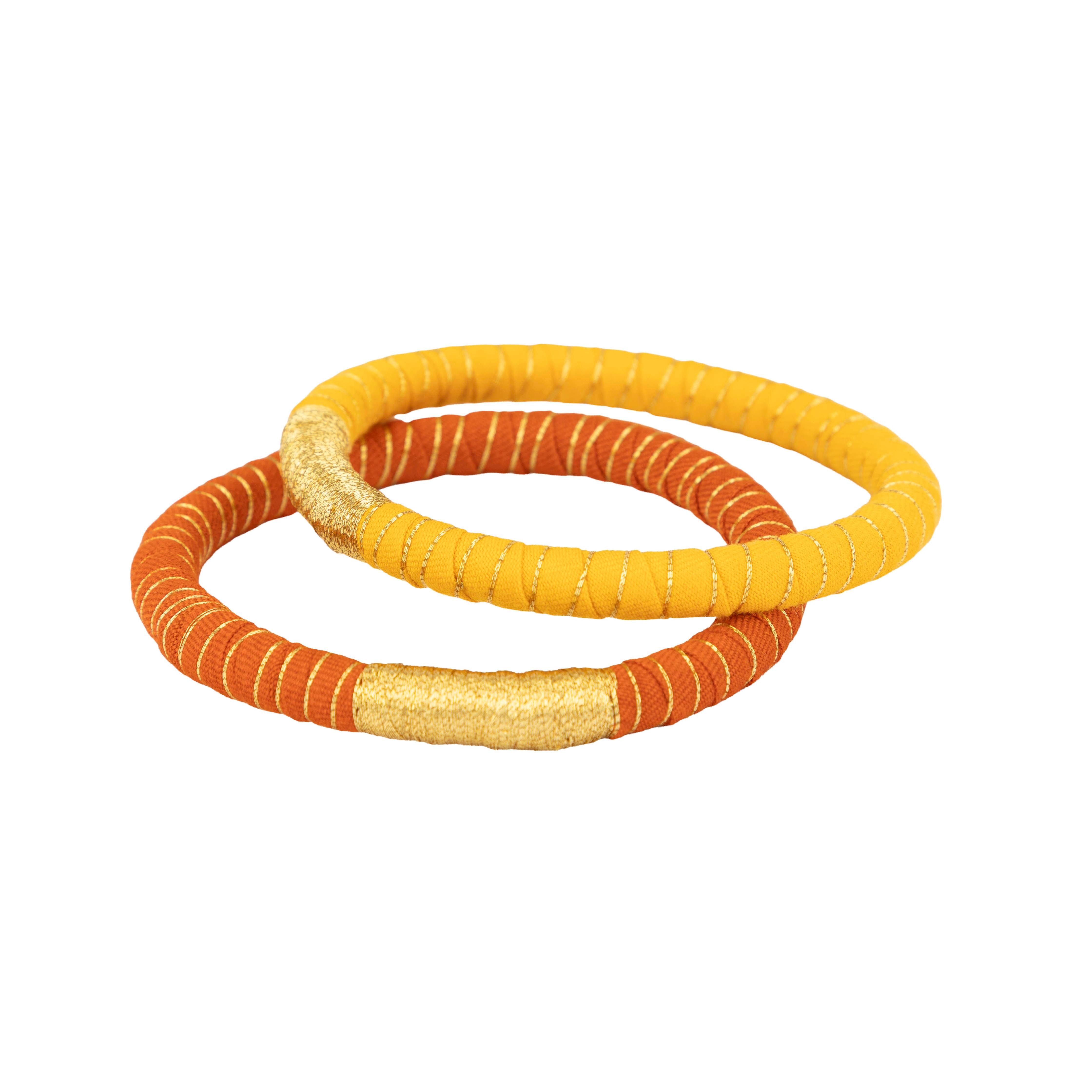 El Puente Armreif Armreifen aus Baumwolle in Gelb-Orange (2er-Set), Handmade, Handmade