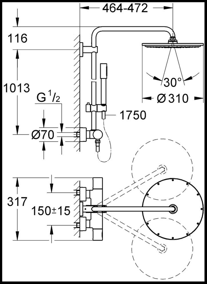 Grohe Duschsystem »Rainshower System 310«, Höhe 112,9 cm, 2 Strahlart(en), Set, chrom-kaufen