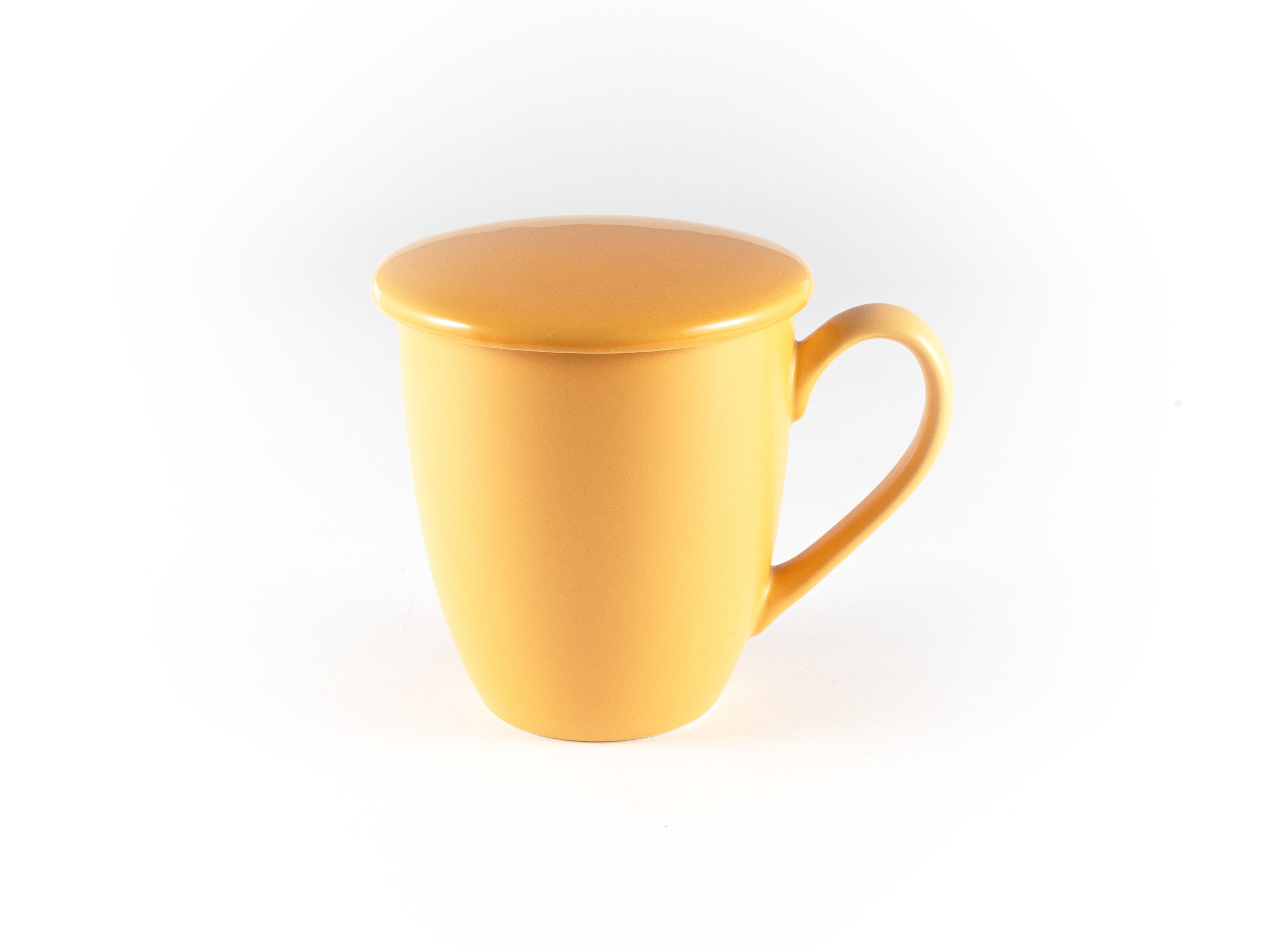 Sieb Teebecher mit Teetasse Tasse Thermoeffekt, Dickwandige Keramik, Keramik Hanseküche Orange und Ultrafeinfilter, mit XXL 650ml, – Deckel