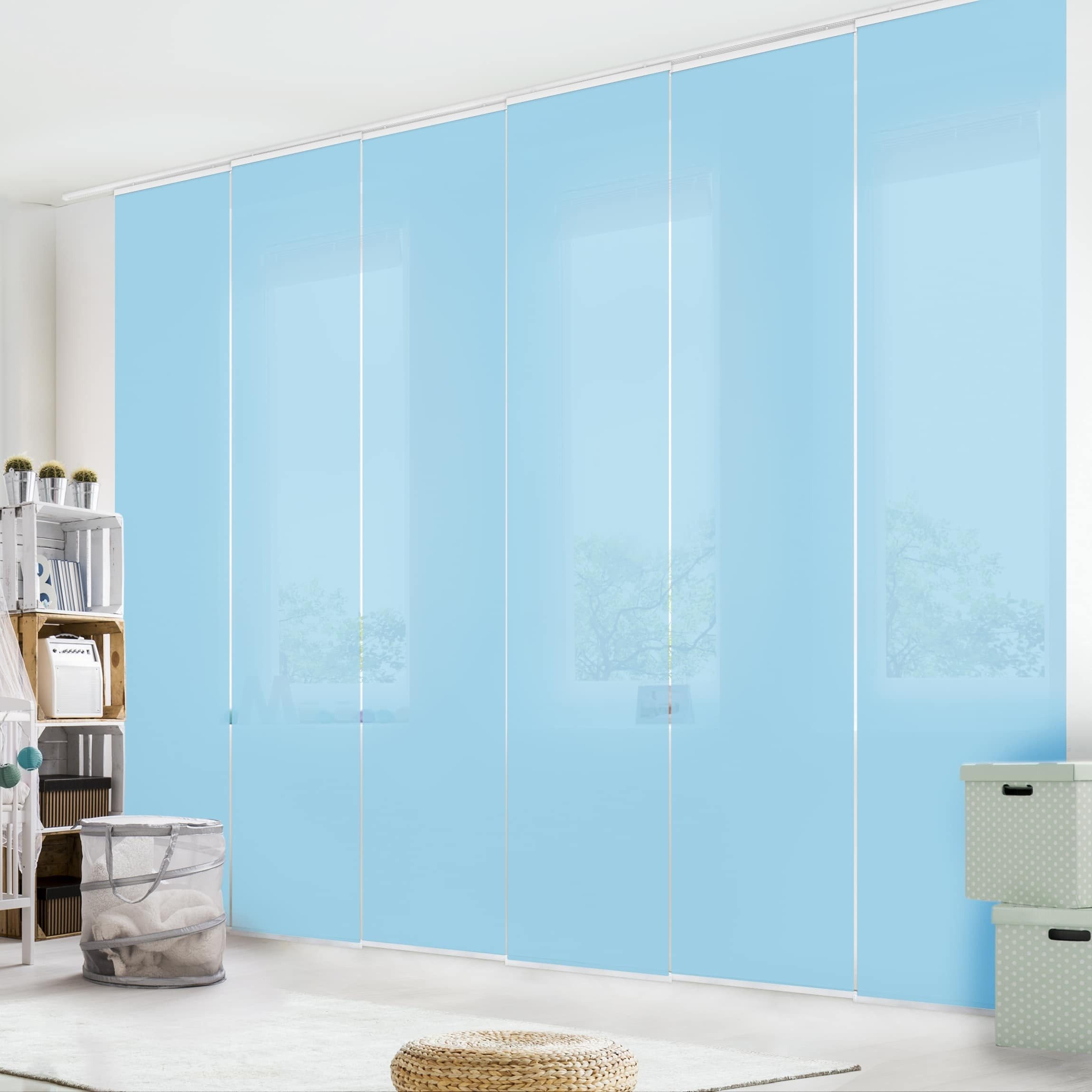 Bilderdepot24 Schiebegardine modern Flächenvorhang blickdicht Pastellblau, günstig online kaufen