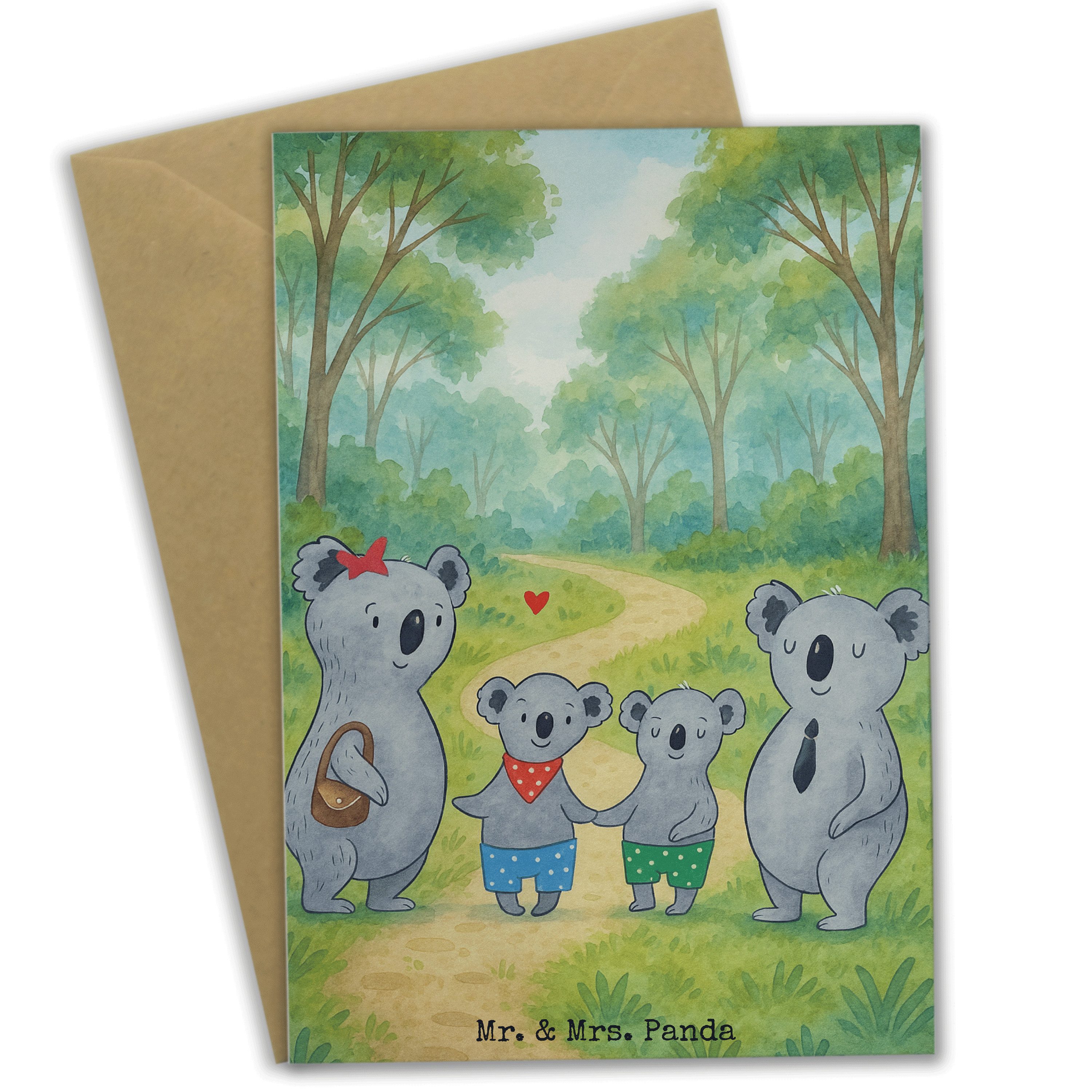 Mr. & Mrs. Panda Grußkarte Koala Familie zwei Design, Glückwunschkarte, Weiß, hochzeitskarten, K, osterkarte osterkarten Muttertag