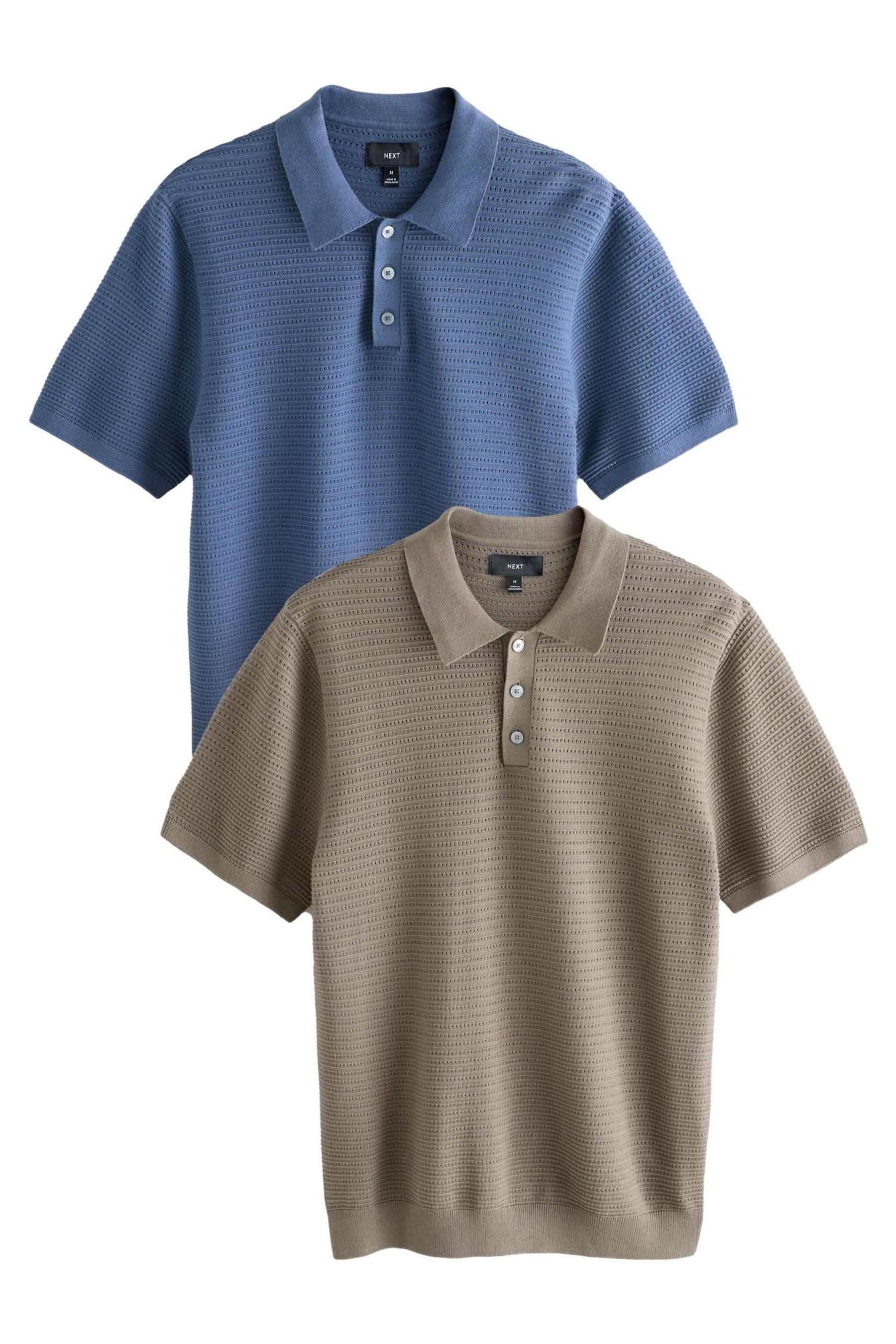 Next Polokragenpullover 2er-Pack strukturierte gestrickte Polohemden (2-tlg)