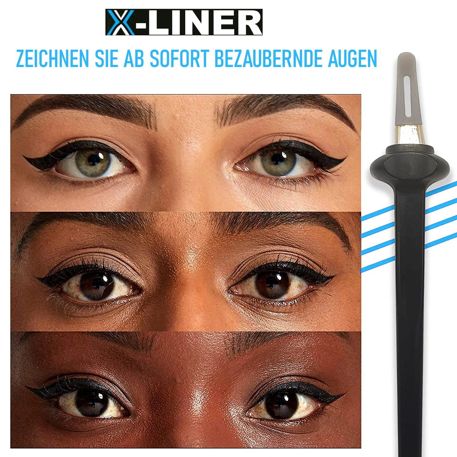 Eye-Liner wischfester Eyelinerpinsel Tool X-Liner MAVURA Stift wasserfest Silikon Schablone Gel Zeichner, Eyeliner