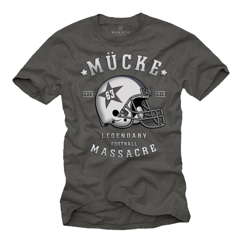 MAKAYA Print-Shirt Buds Trikot Mücke 63 American Football Helm Motiv Herren/Männer mit Druck, aus Baumwolle