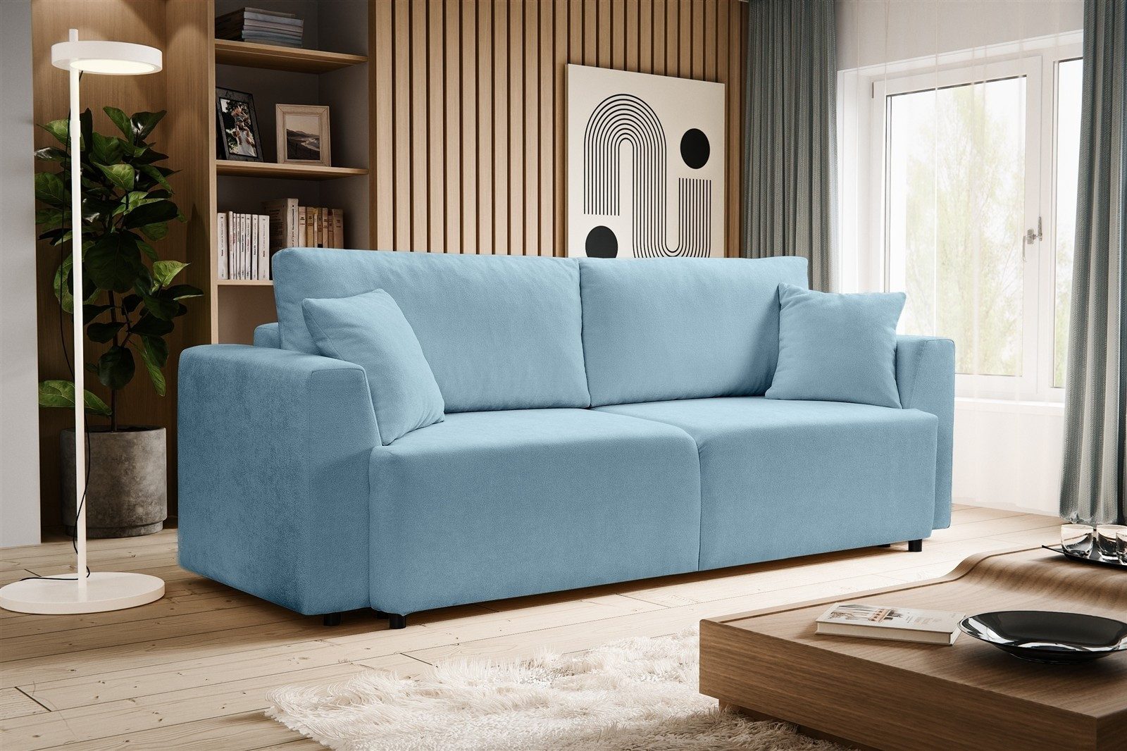 freiraum Schlafsofa Schlafsofa >Point< in hellblau, Webstoff - 250x95x99cm (BxHxT), in hellblau, Webstoff - 250x95x99cm (BxHxT)