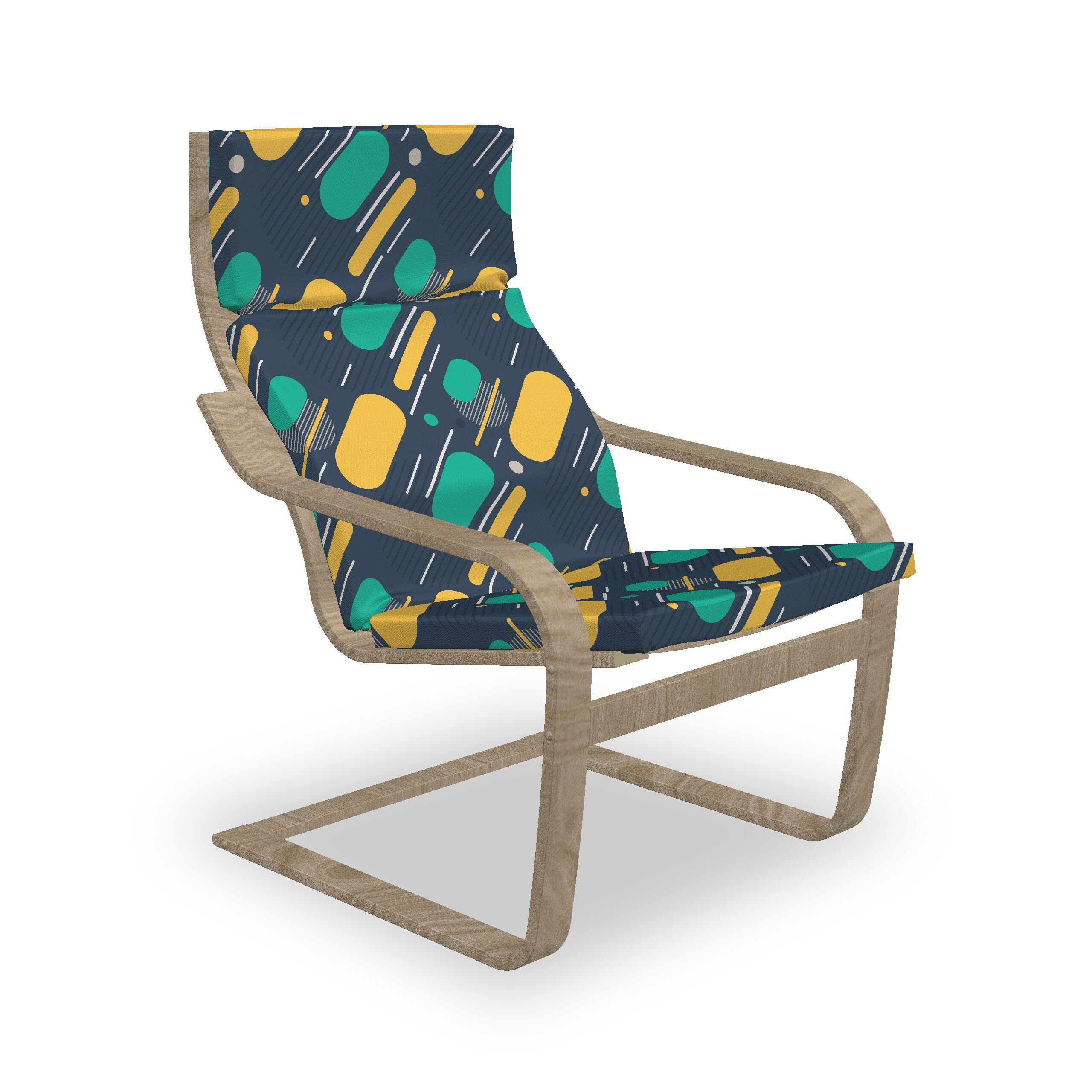 Abakuhaus Stuhlkissen Sitzkissen mit Stuhlkissen mit Hakenschlaufe und Reißverschluss, Geometrisch Linien Kreise Farben